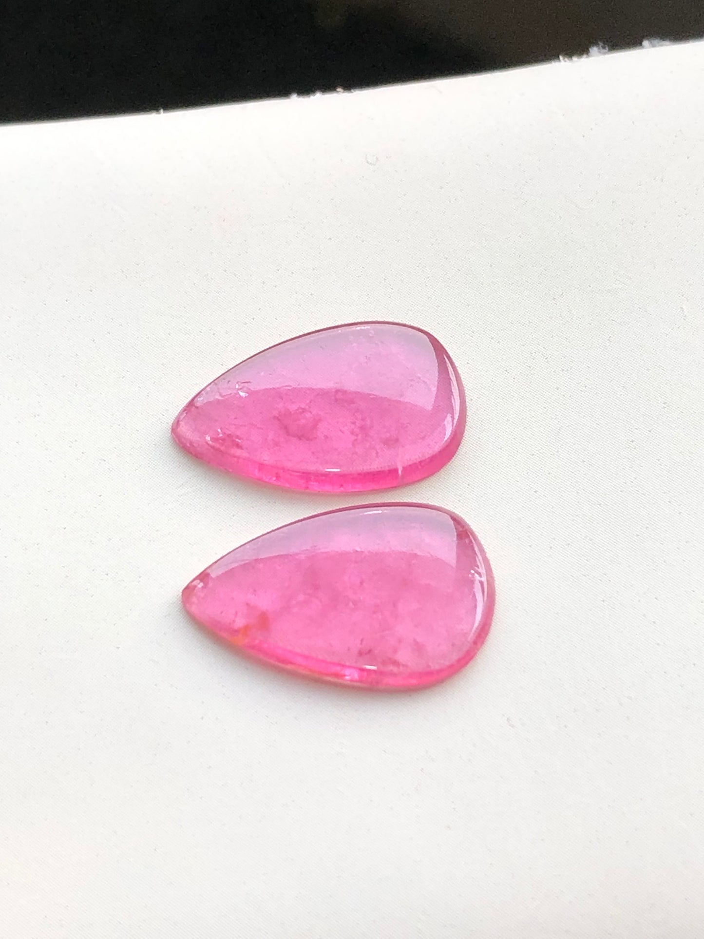 Bright pink tourmaline pair 8 carats flat back