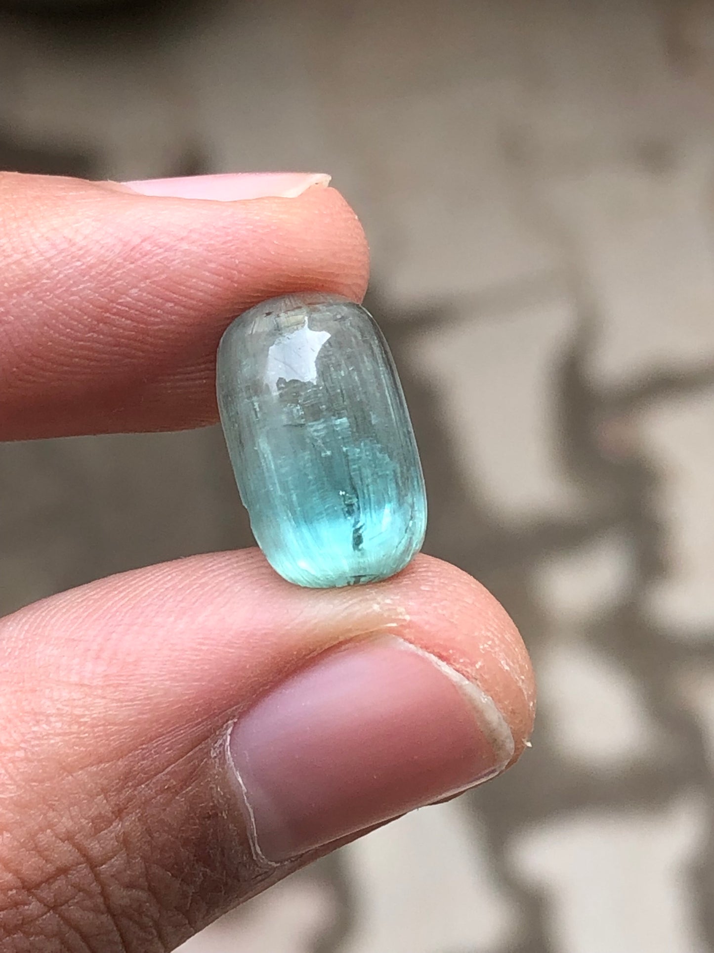 Blue cats eye tourmaline cabochon flat back 6.7 carat