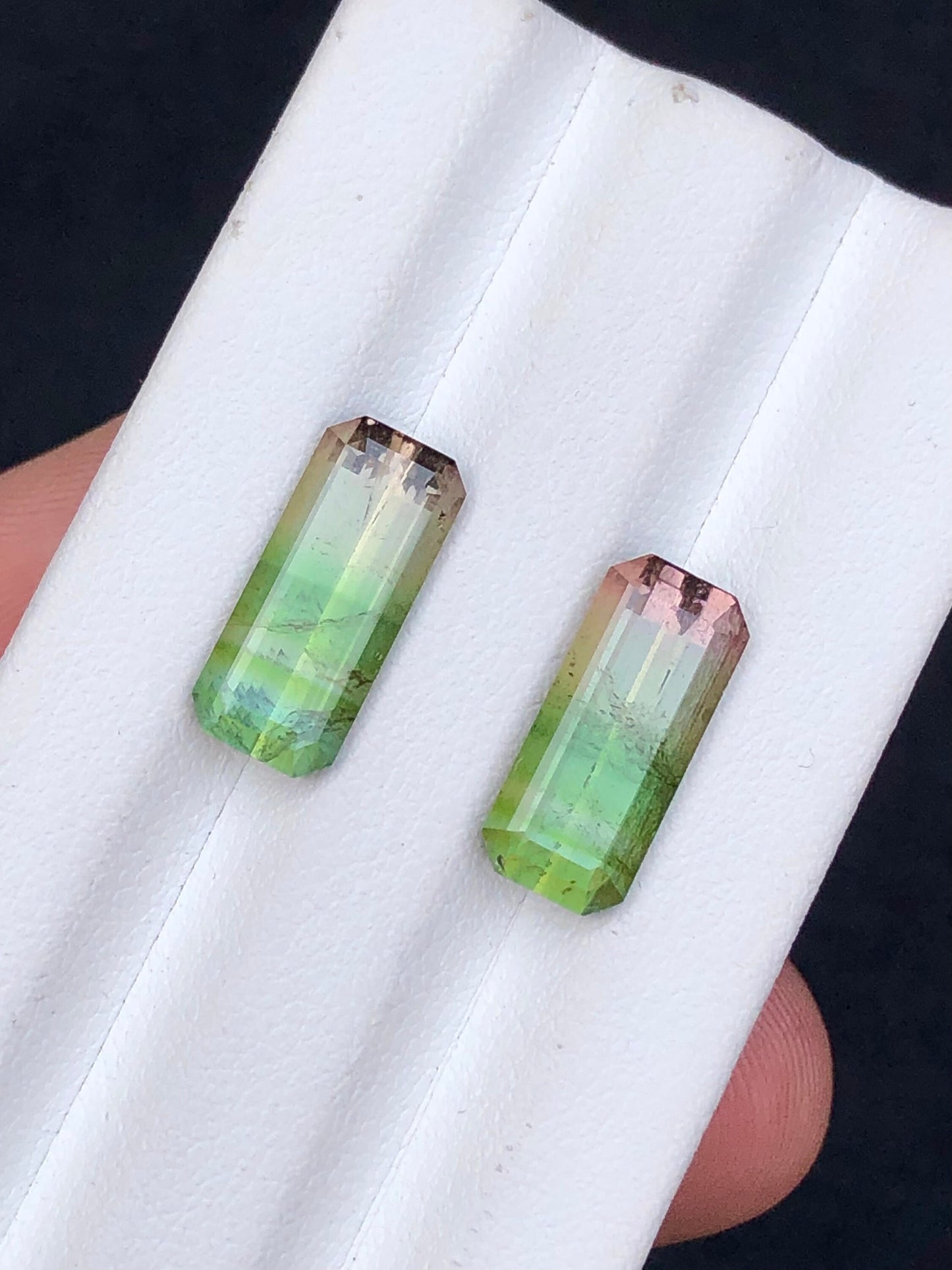 Bi colour tourmaline pair 7.80 carats