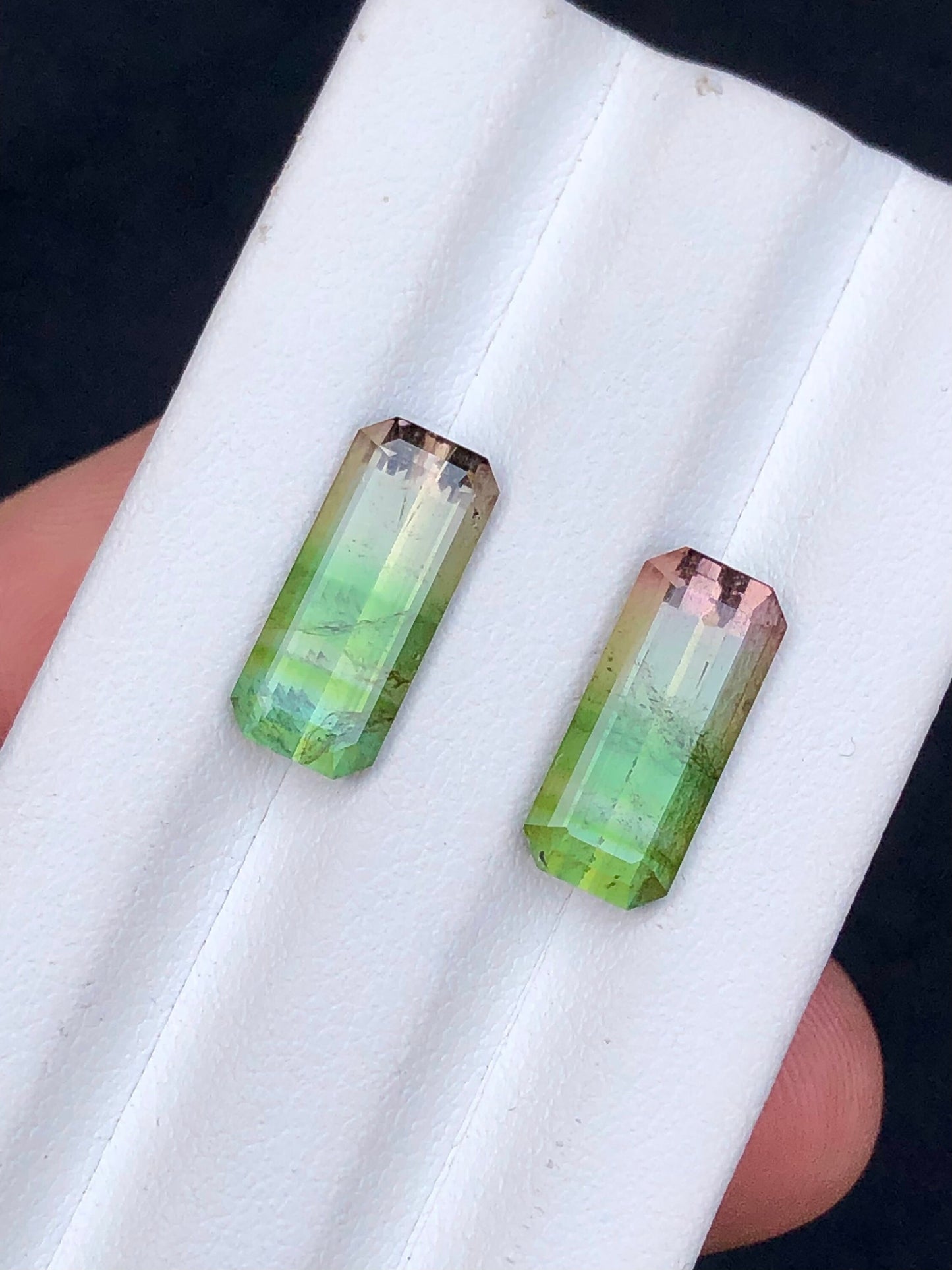 Bi colour tourmaline pair 7.80 carats