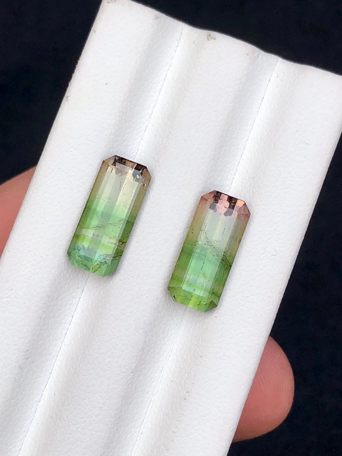 Bi colour tourmaline pair 7.80 carats