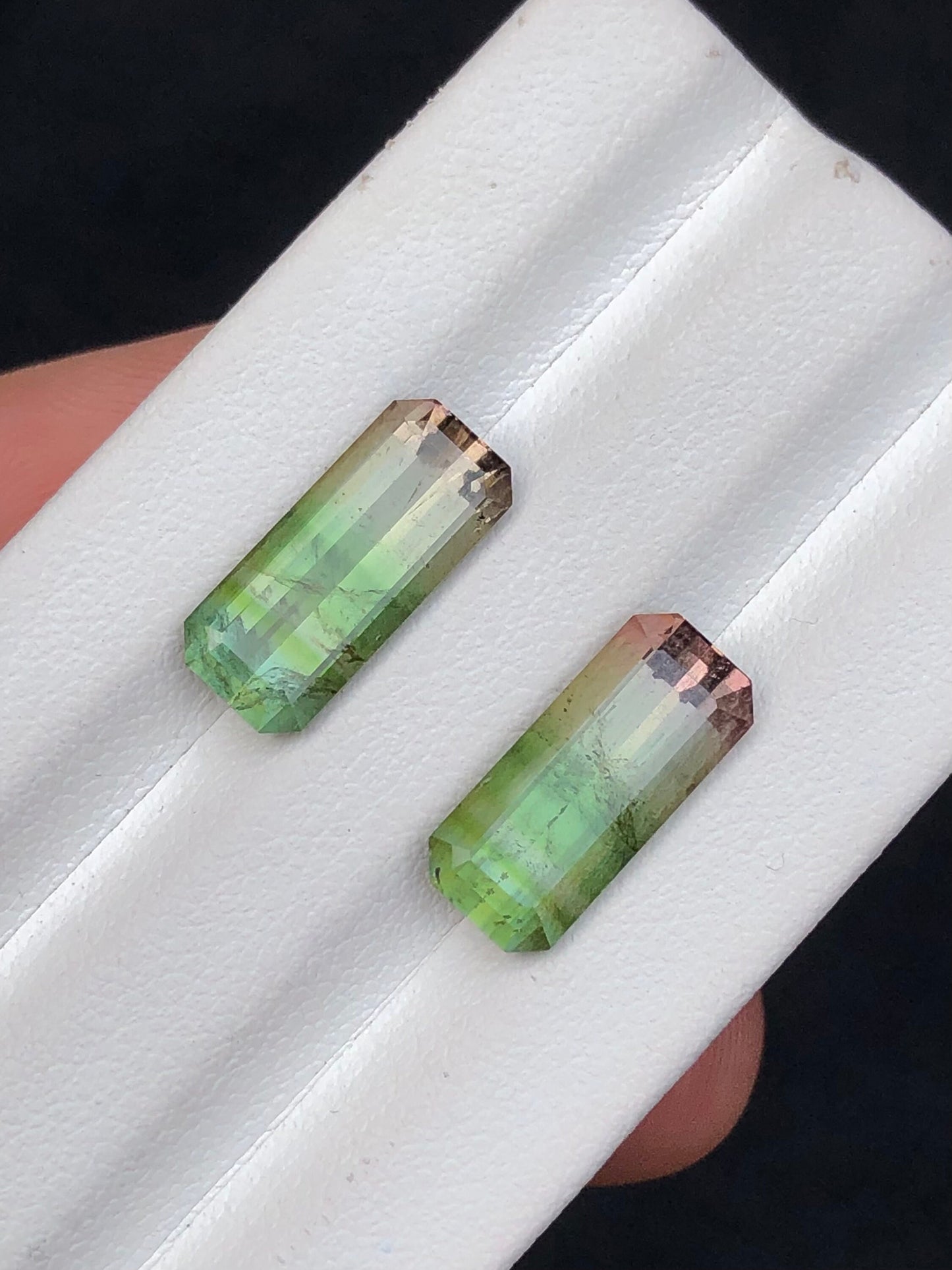 Bi colour tourmaline pair 7.80 carats