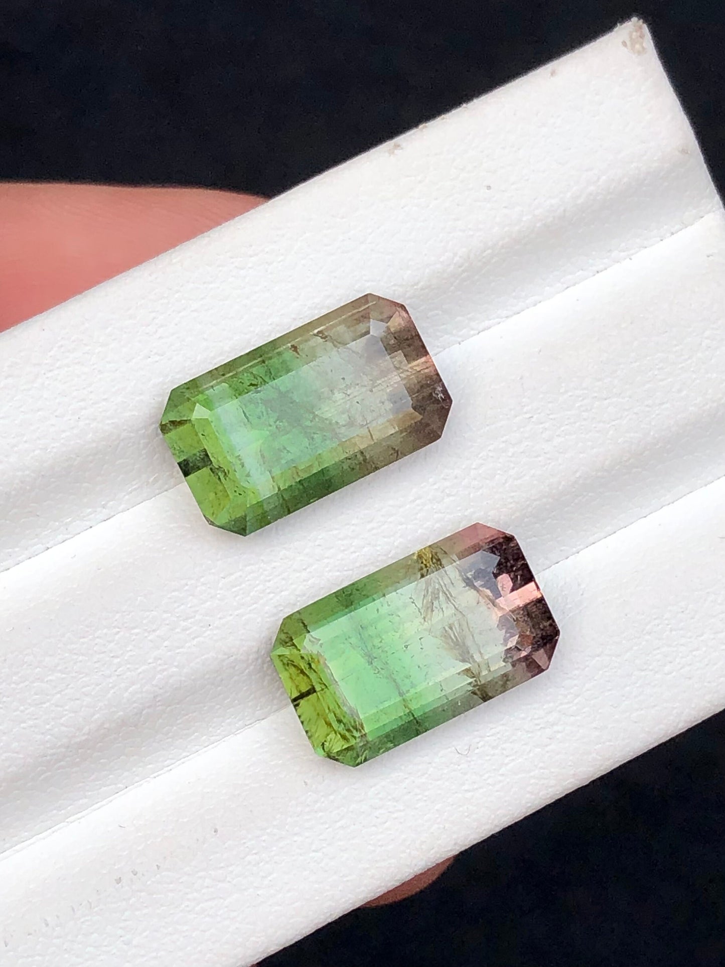 Bi colour tourmaline pair 11 carats