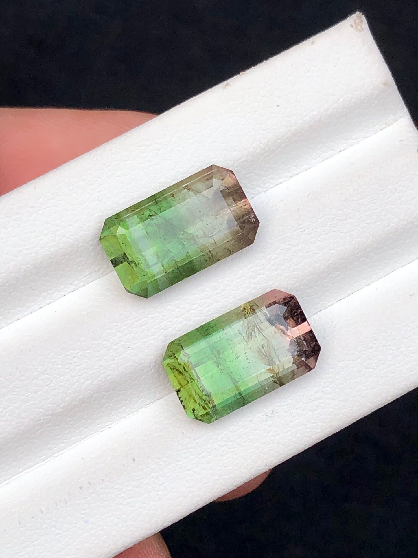 Bi colour tourmaline pair 11 carats