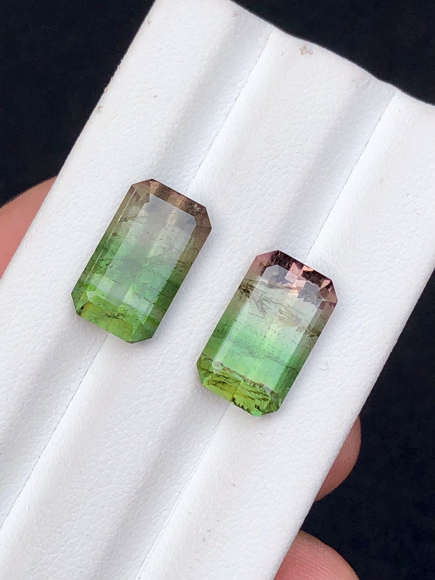 Bi colour tourmaline pair 11 carats