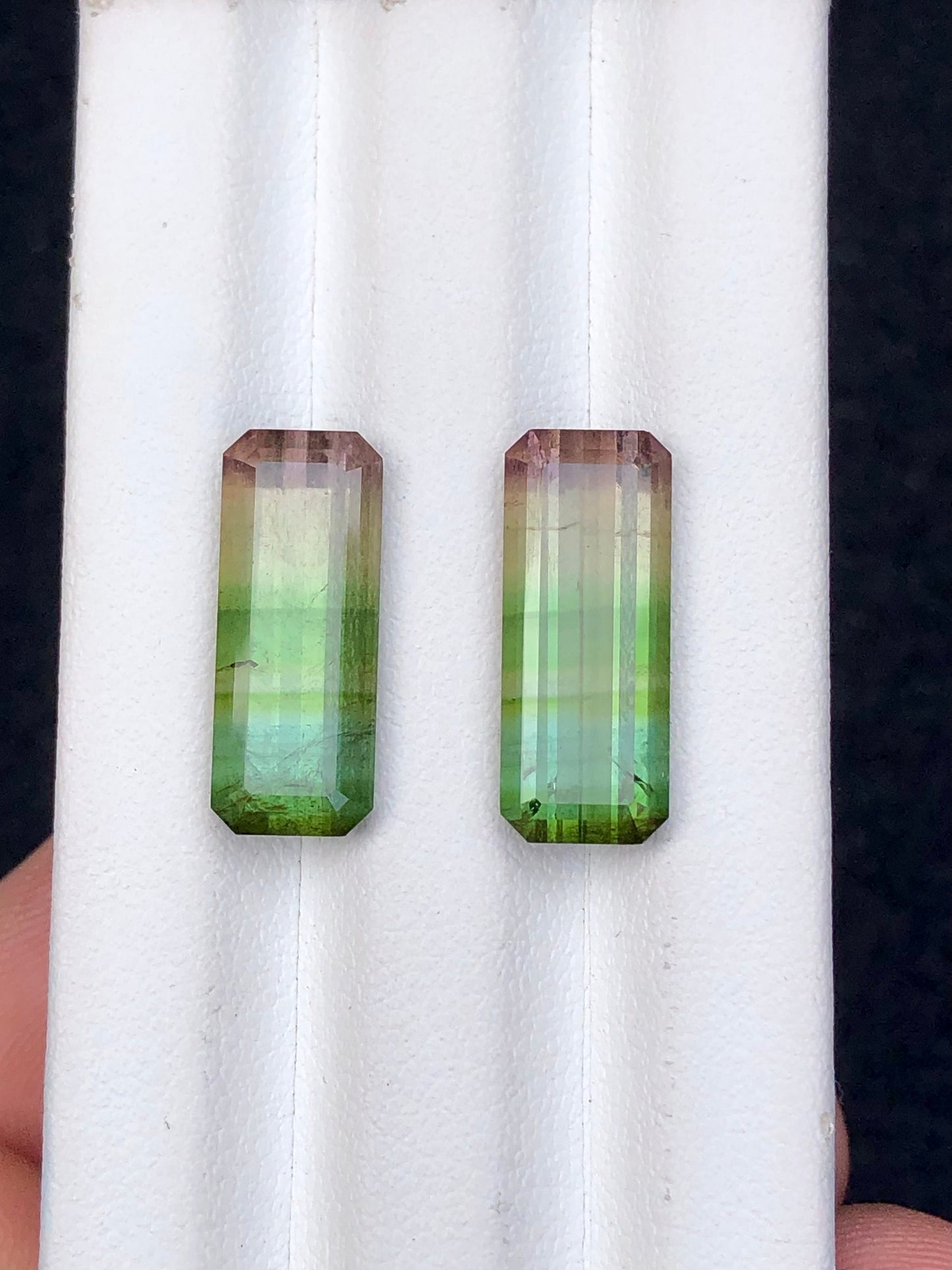 Tri colour tourmaline pair 12.90 carats