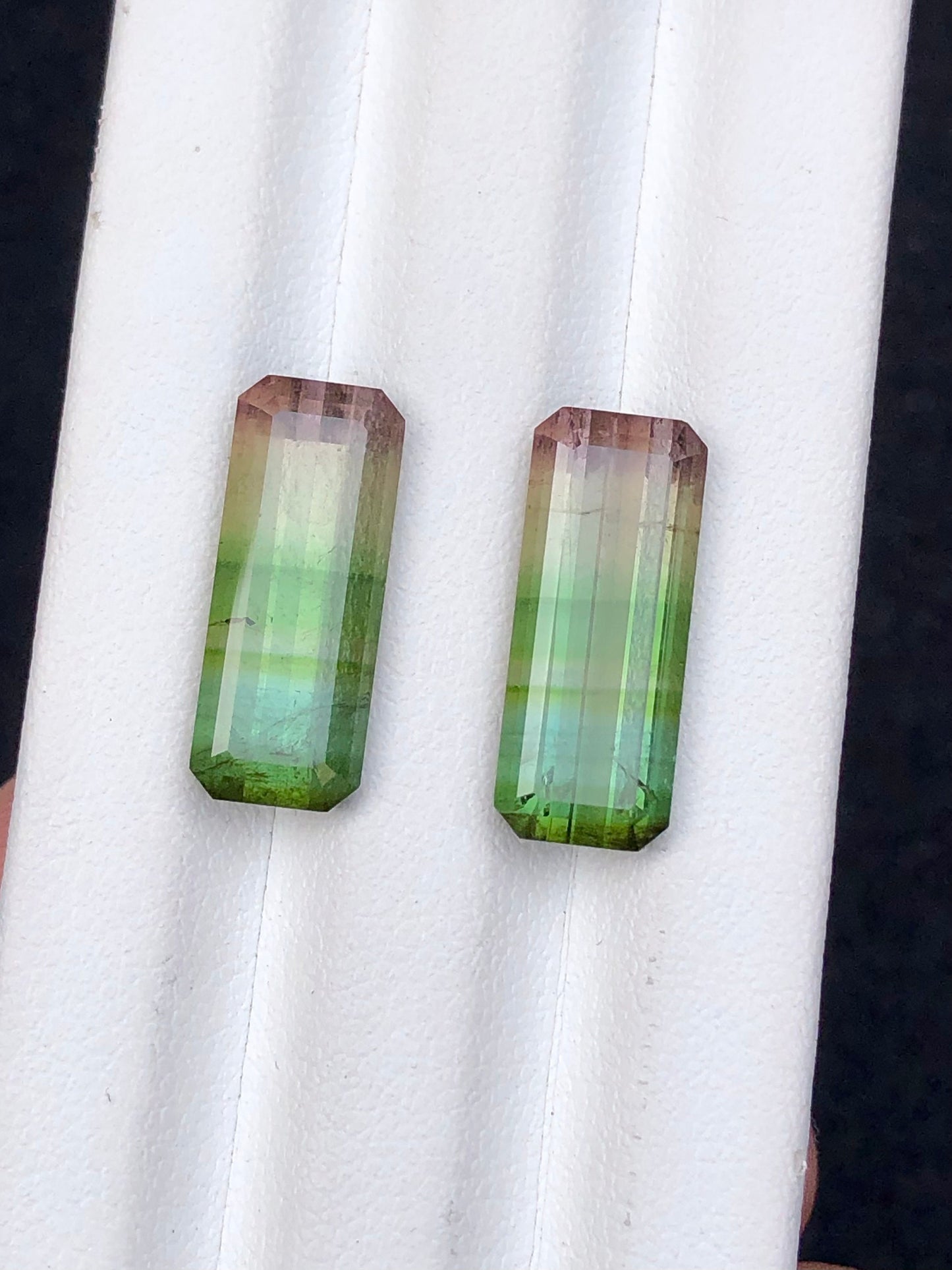 Tri colour tourmaline pair 12.90 carats