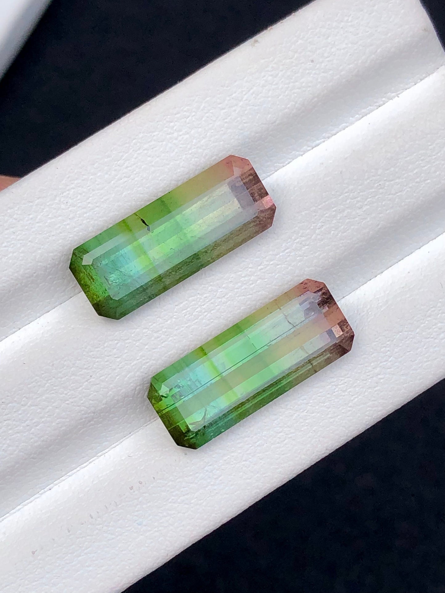 Tri colour tourmaline pair 12.90 carats