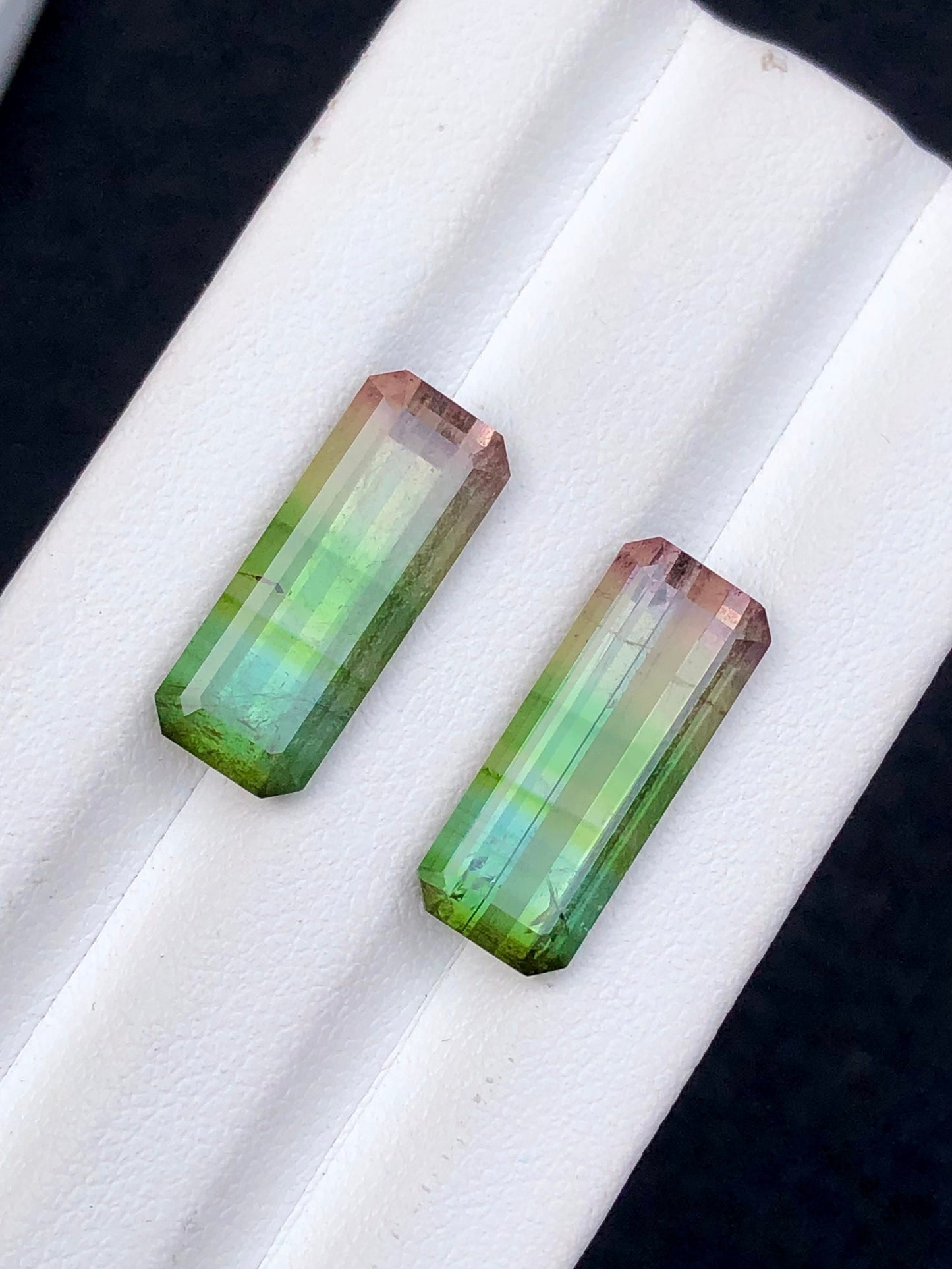 Tri colour tourmaline pair 12.90 carats