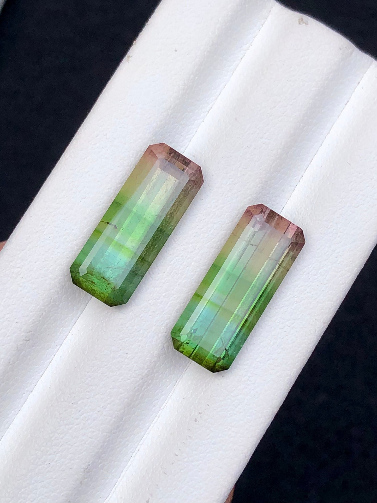 Tri colour tourmaline pair 12.90 carats