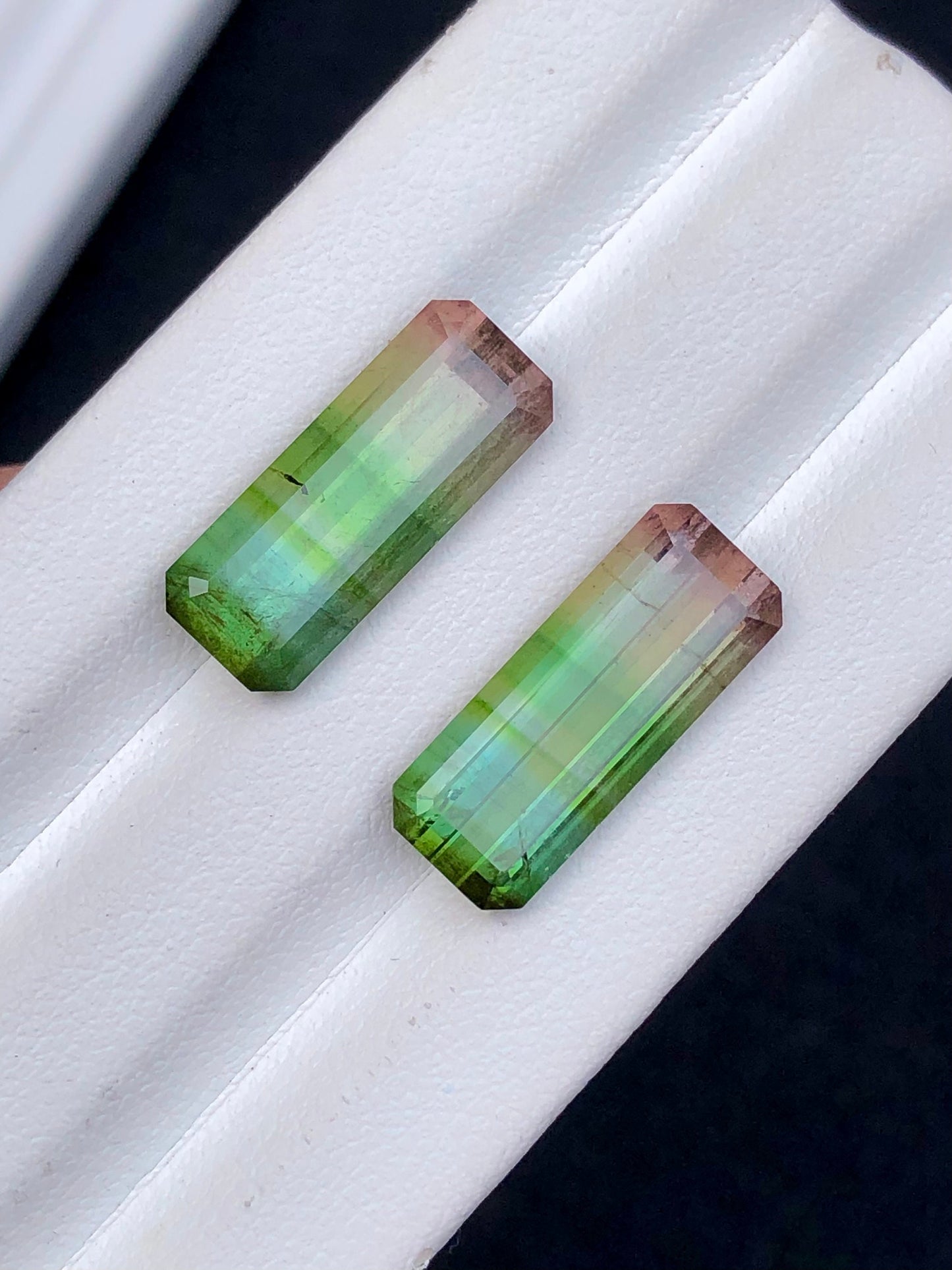 Tri colour tourmaline pair 12.90 carats