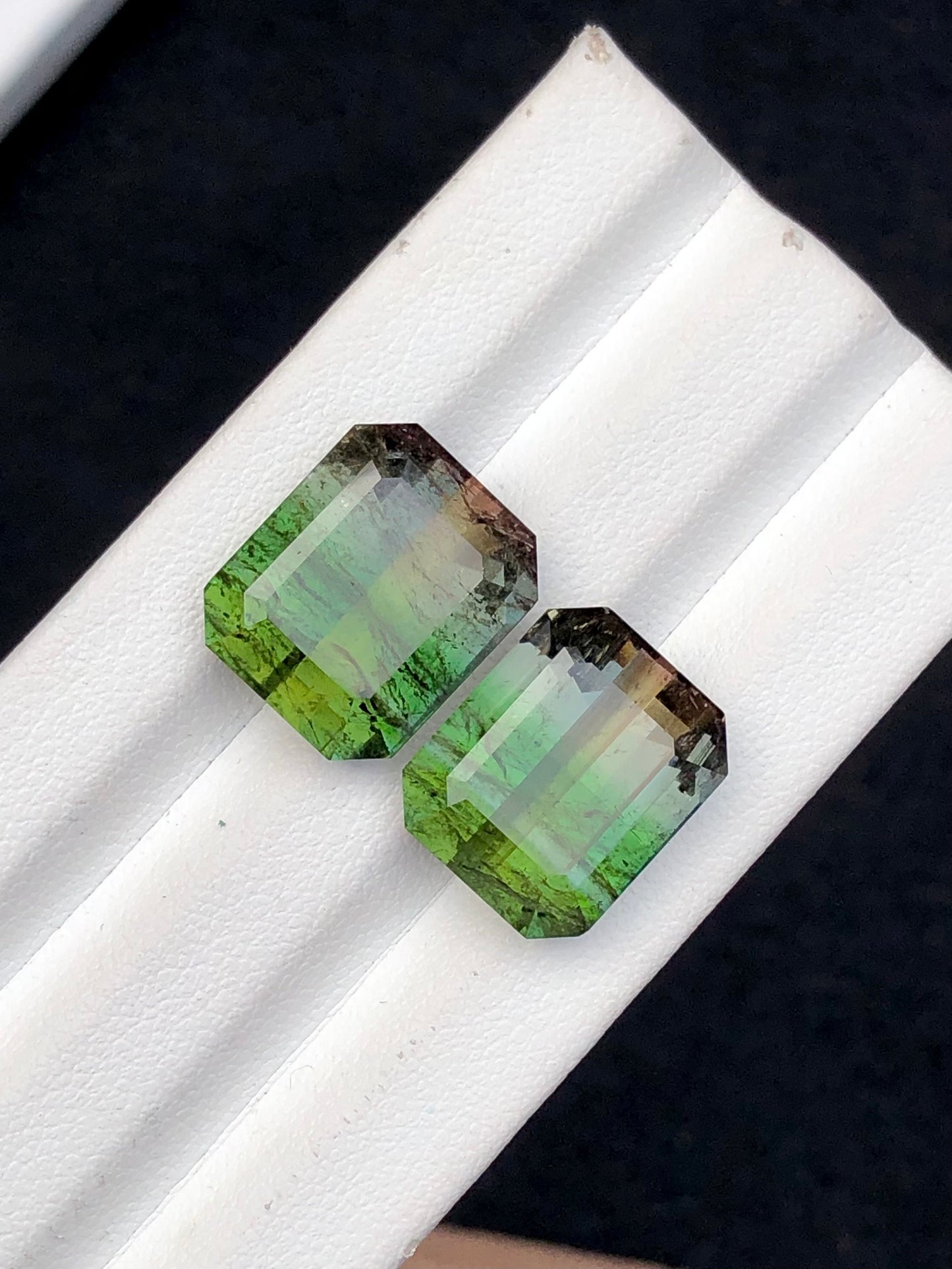 Bi colour tourmaline pair 20.90 carats