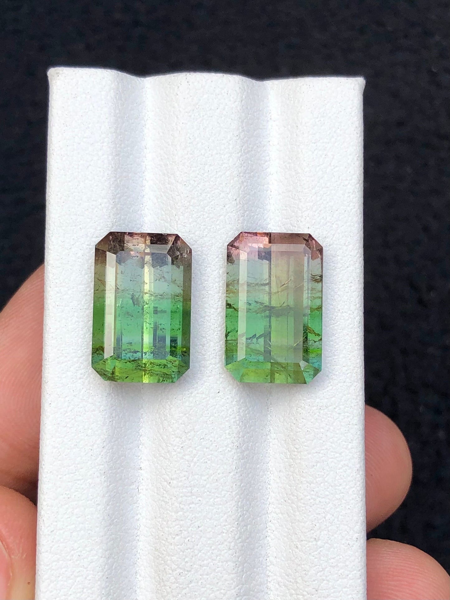 Bi colour tourmaline pair 14.40 carats