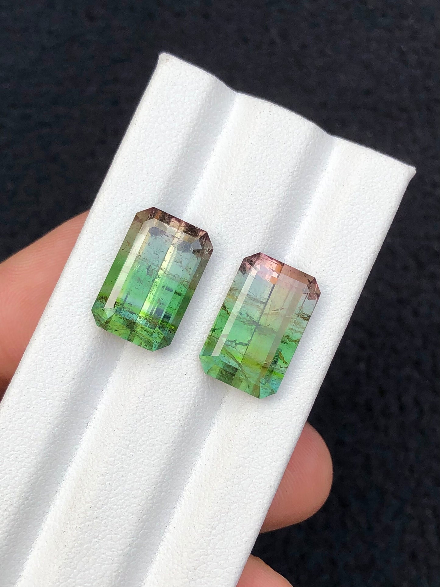 Bi colour tourmaline pair 14.40 carats