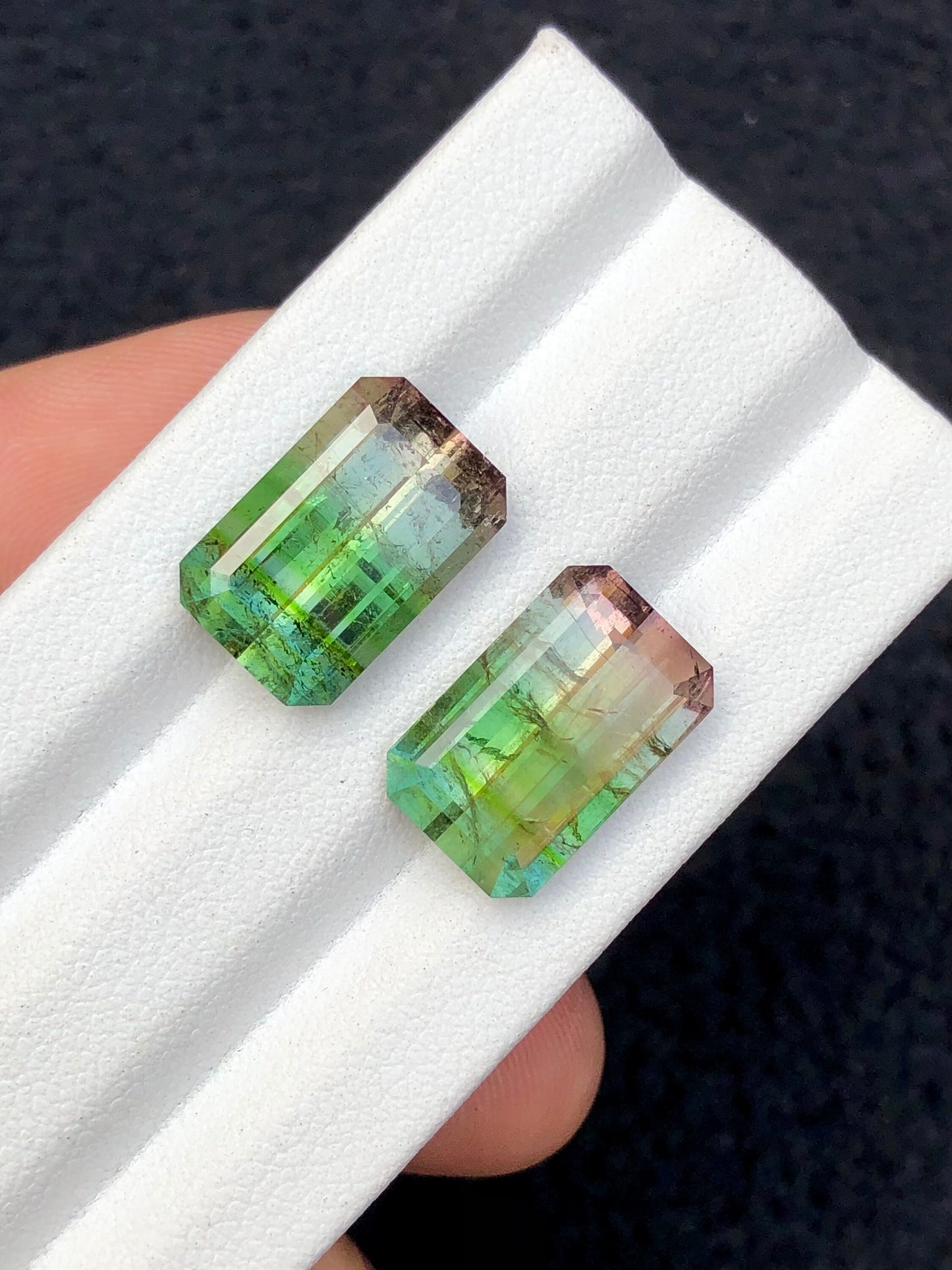 Bi colour tourmaline pair 14.40 carats