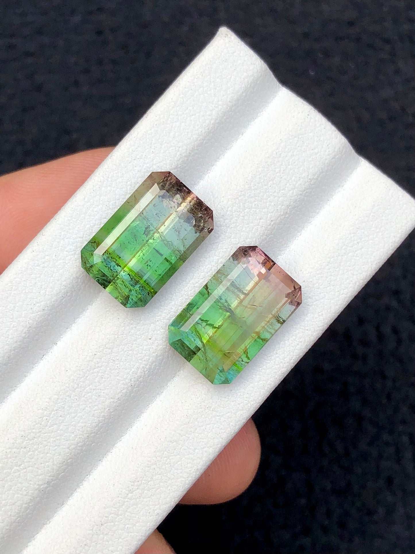 Bi colour tourmaline pair 14.40 carats