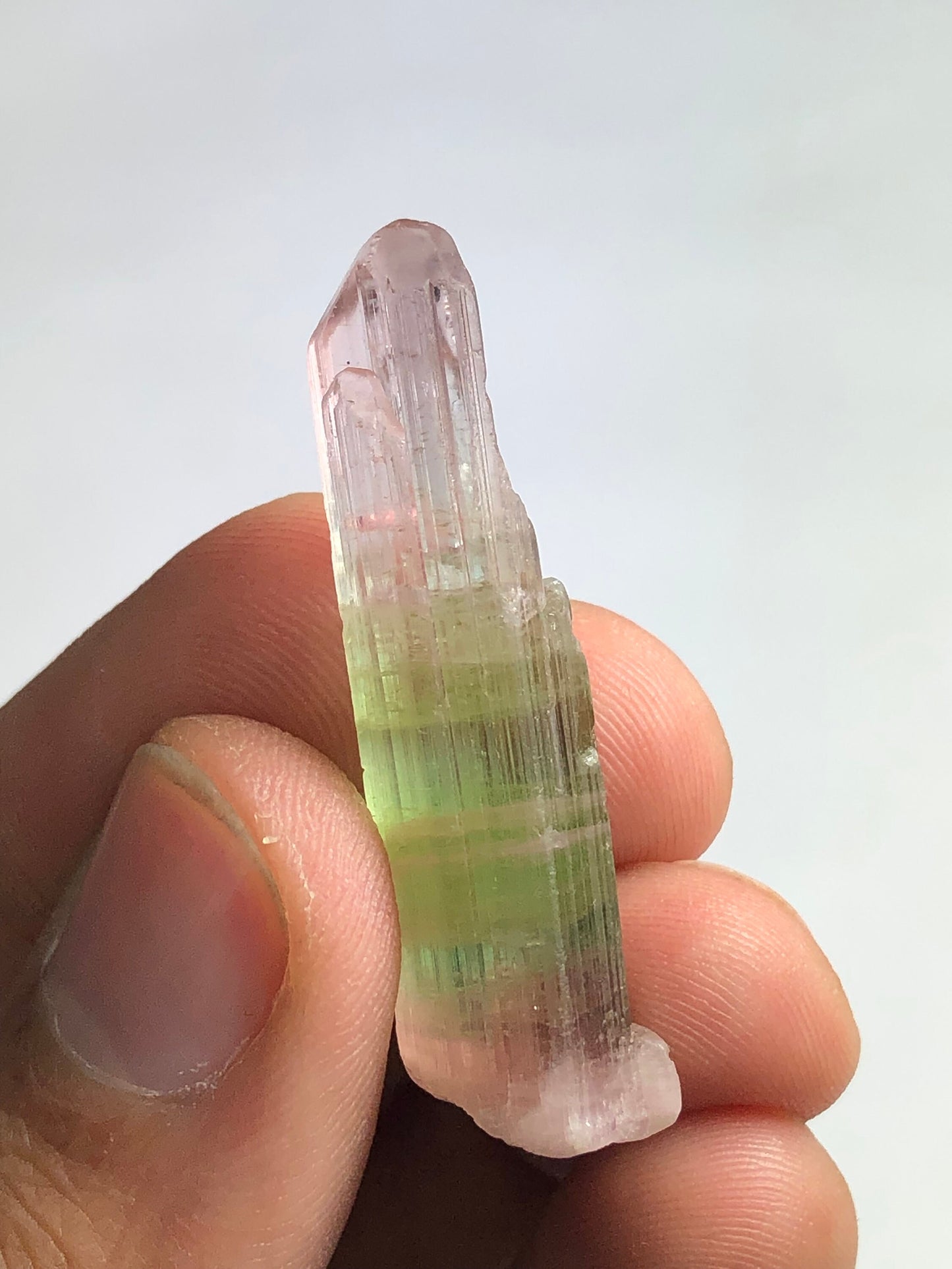 Tri colour tourmaline crystal 6.73 gram