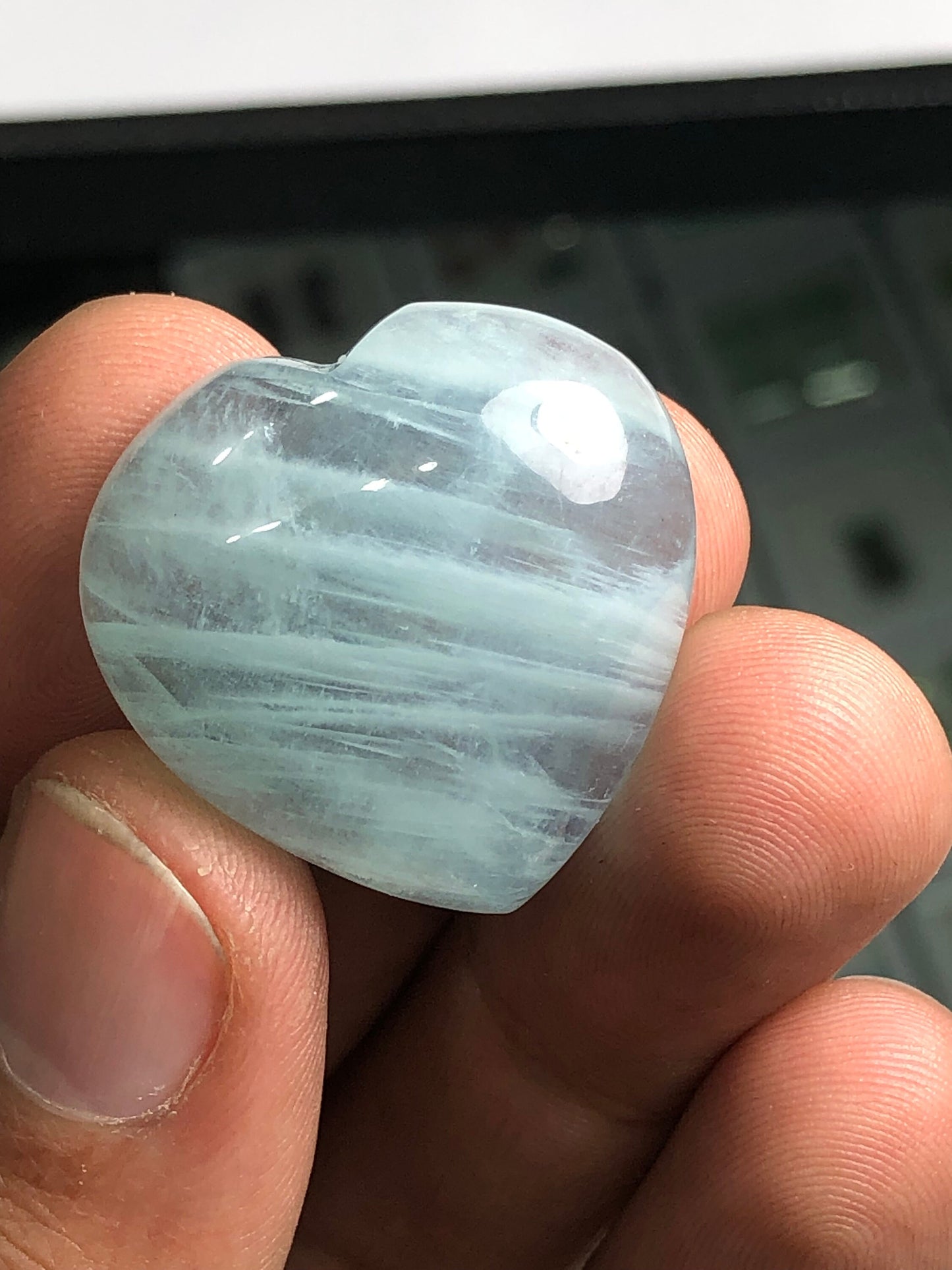 Heart shape blue aquamarine cabochon