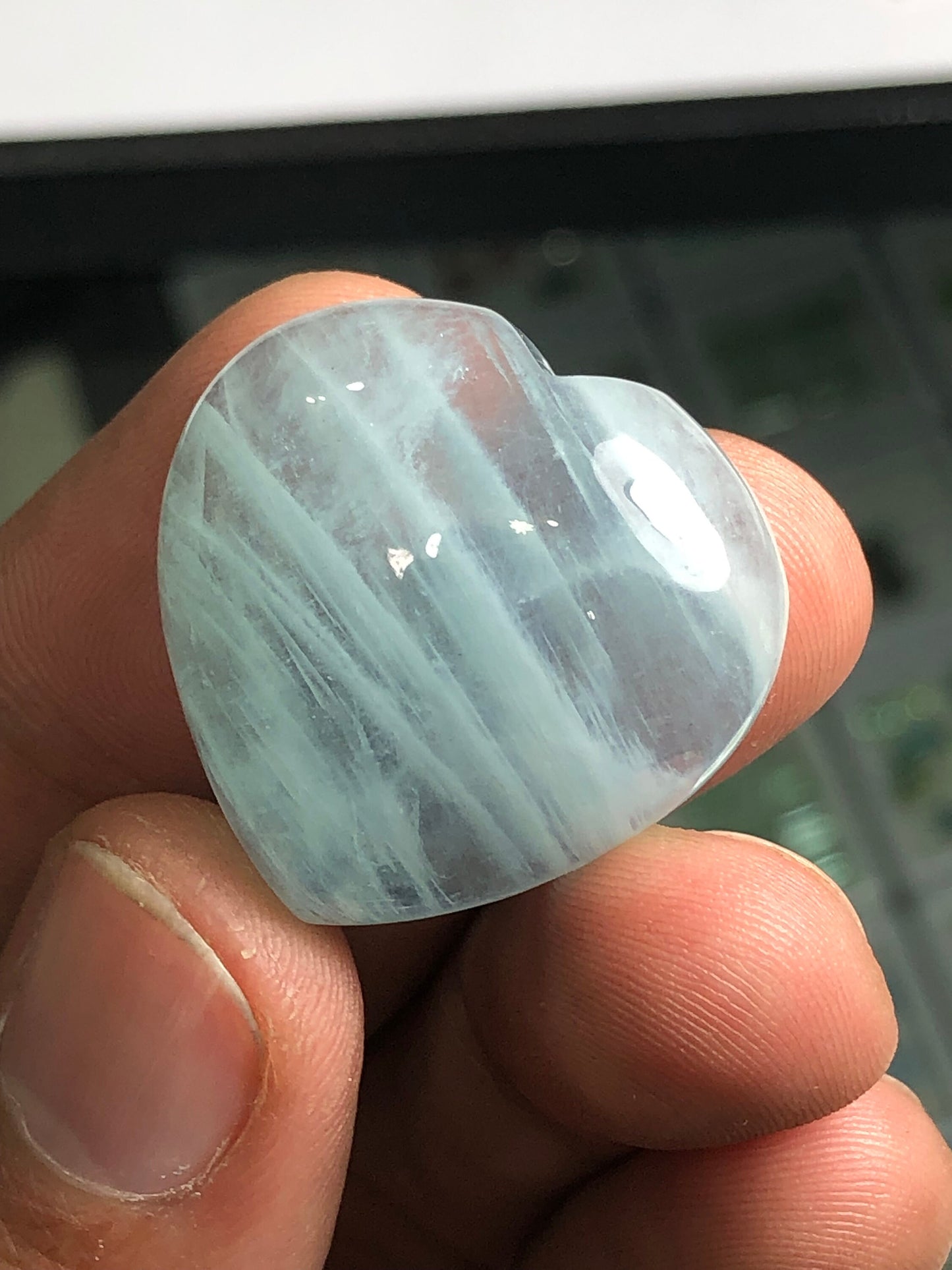 Heart shape blue aquamarine cabochon