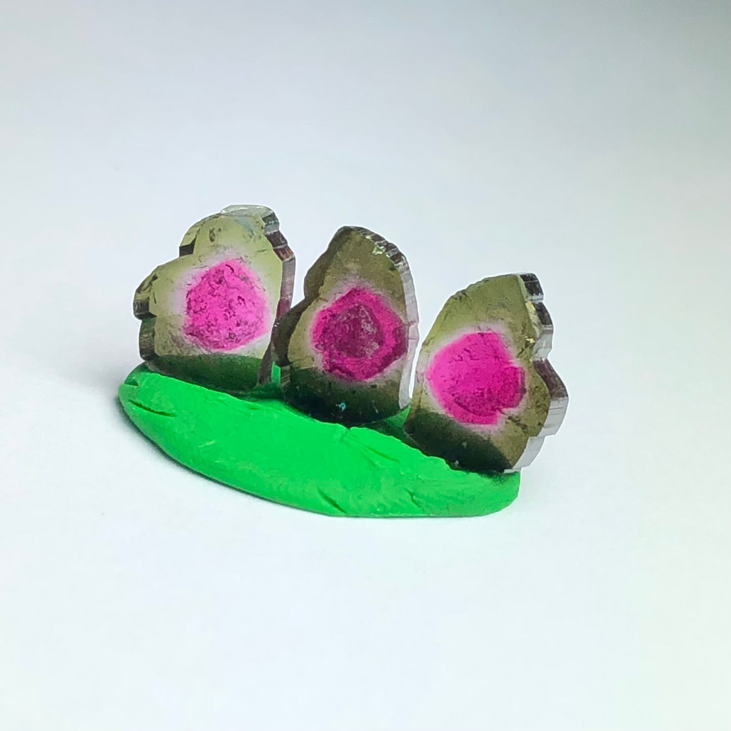 Watermelon tourmaline slice pairs