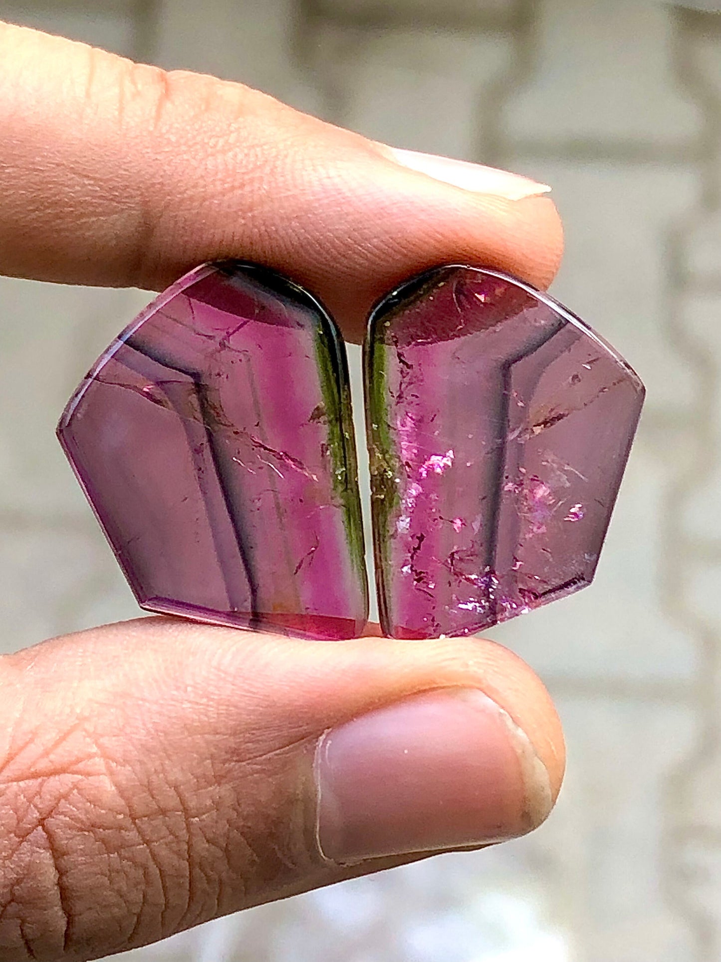 Rainbow tourmaline pair 25 carats