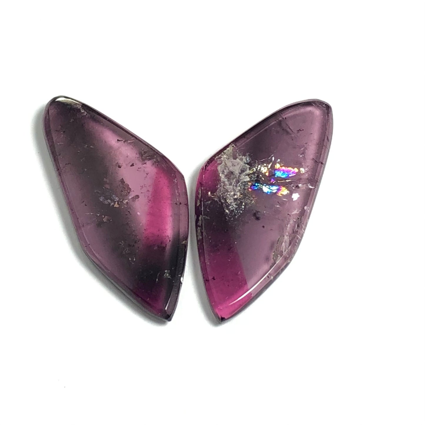 Red and purple tourmaline pair 19.80 carats