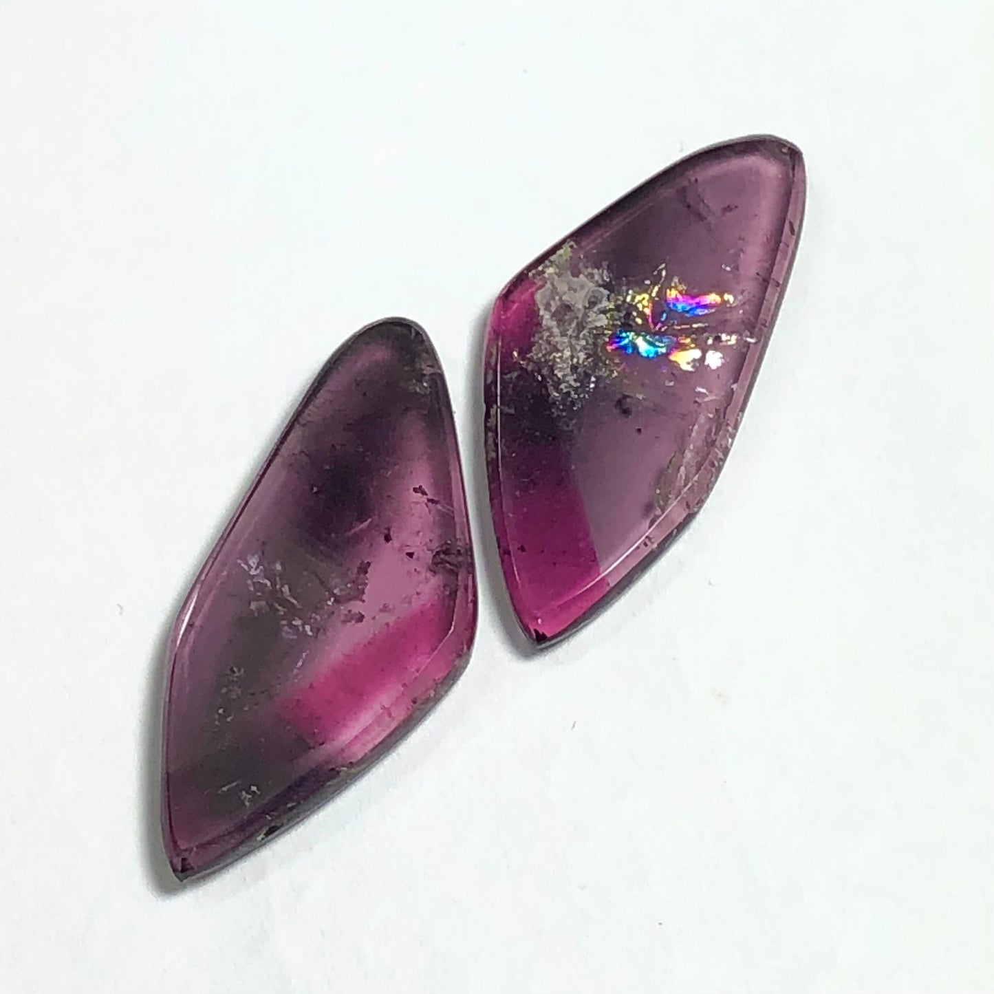 Red and purple tourmaline pair 19.80 carats