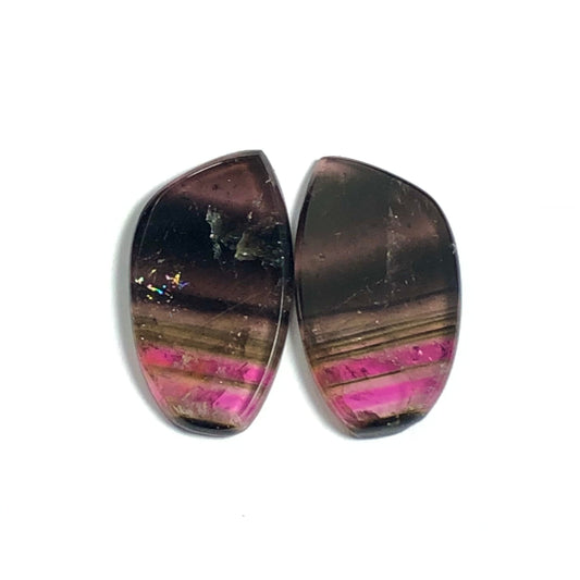 Rainbow tourmaline pair 14.60 carat flat back