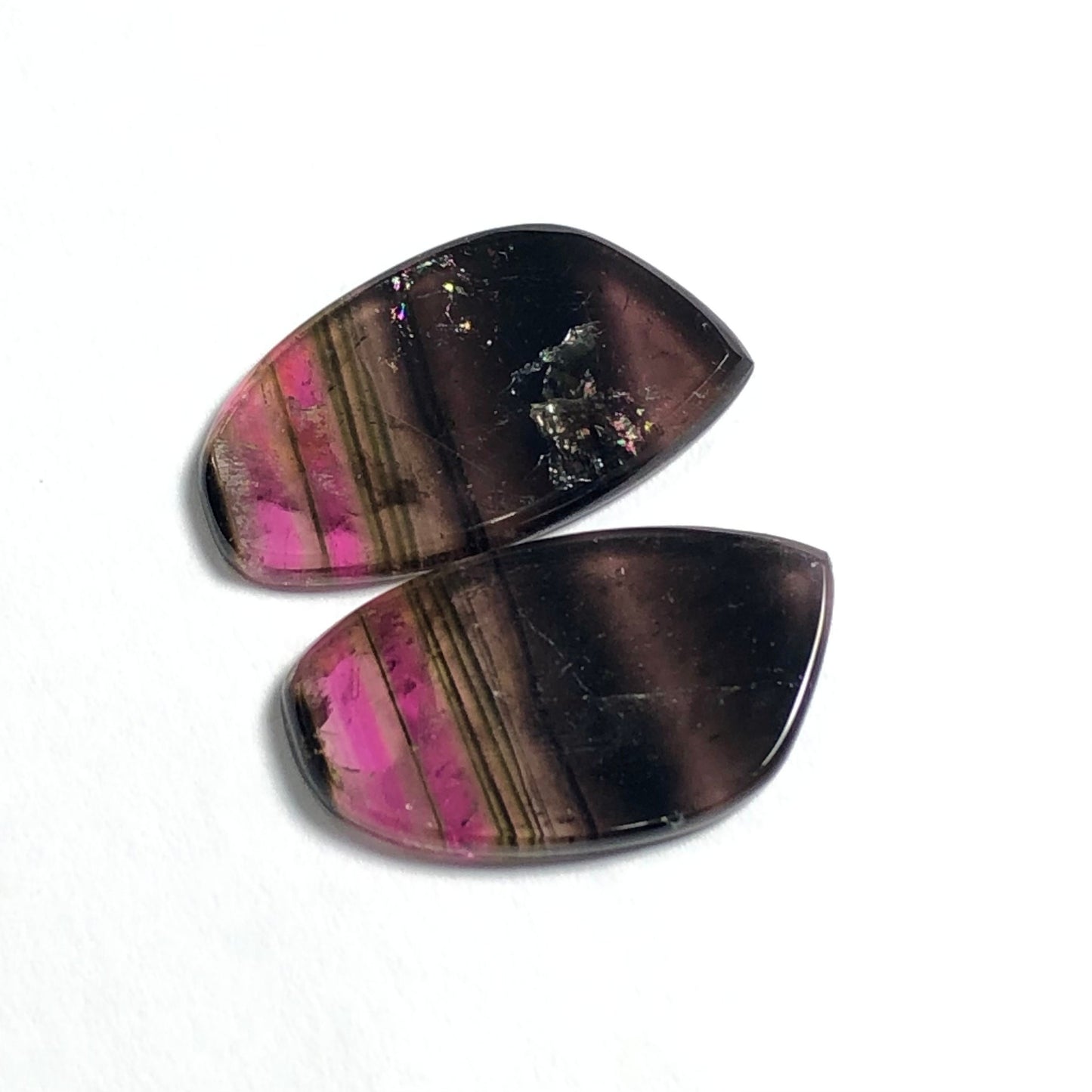 Rainbow tourmaline pair 14.60 carat flat back