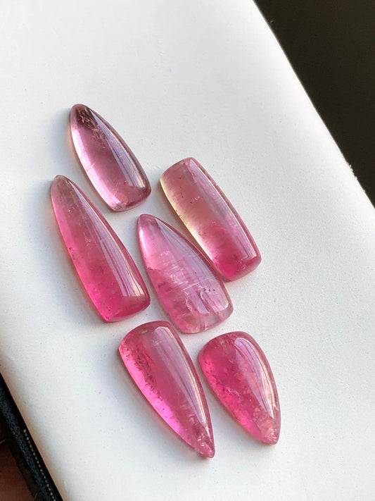 Pink tourmaline cabochons 35.90carats flat back