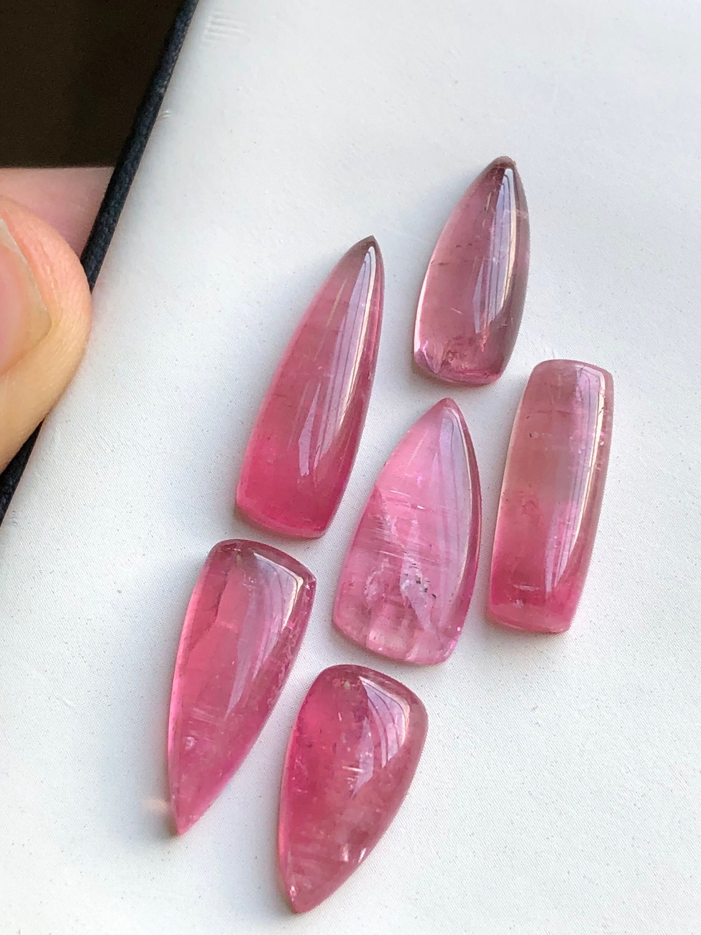 Pink tourmaline cabochons 35.90carats flat back