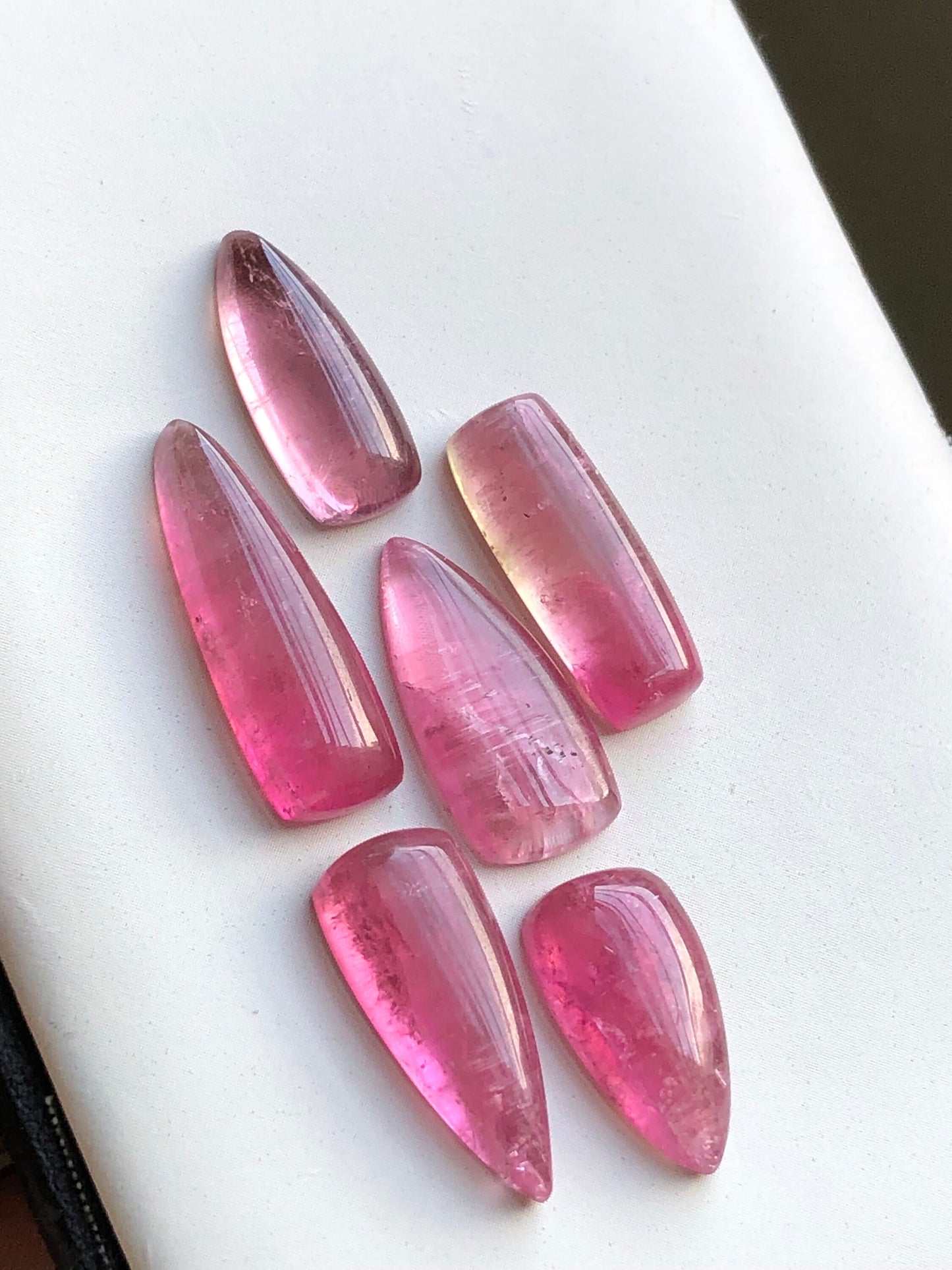 Pink tourmaline cabochons 35.90carats flat back