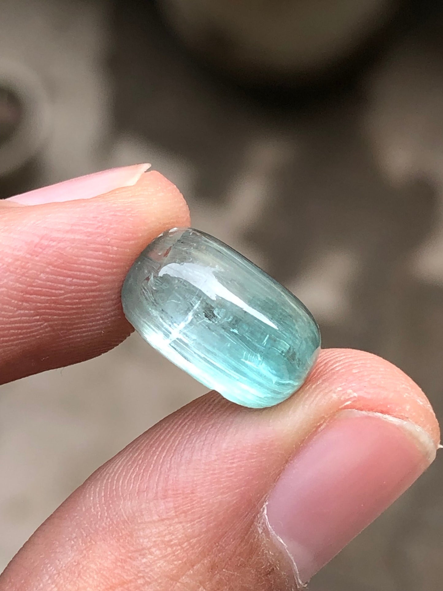 Blue cats eye tourmaline cabochon flat back 6.7 carat