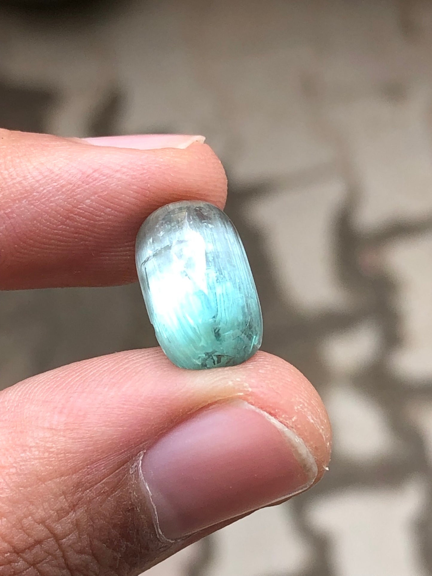 Blue cats eye tourmaline cabochon flat back 6.7 carat