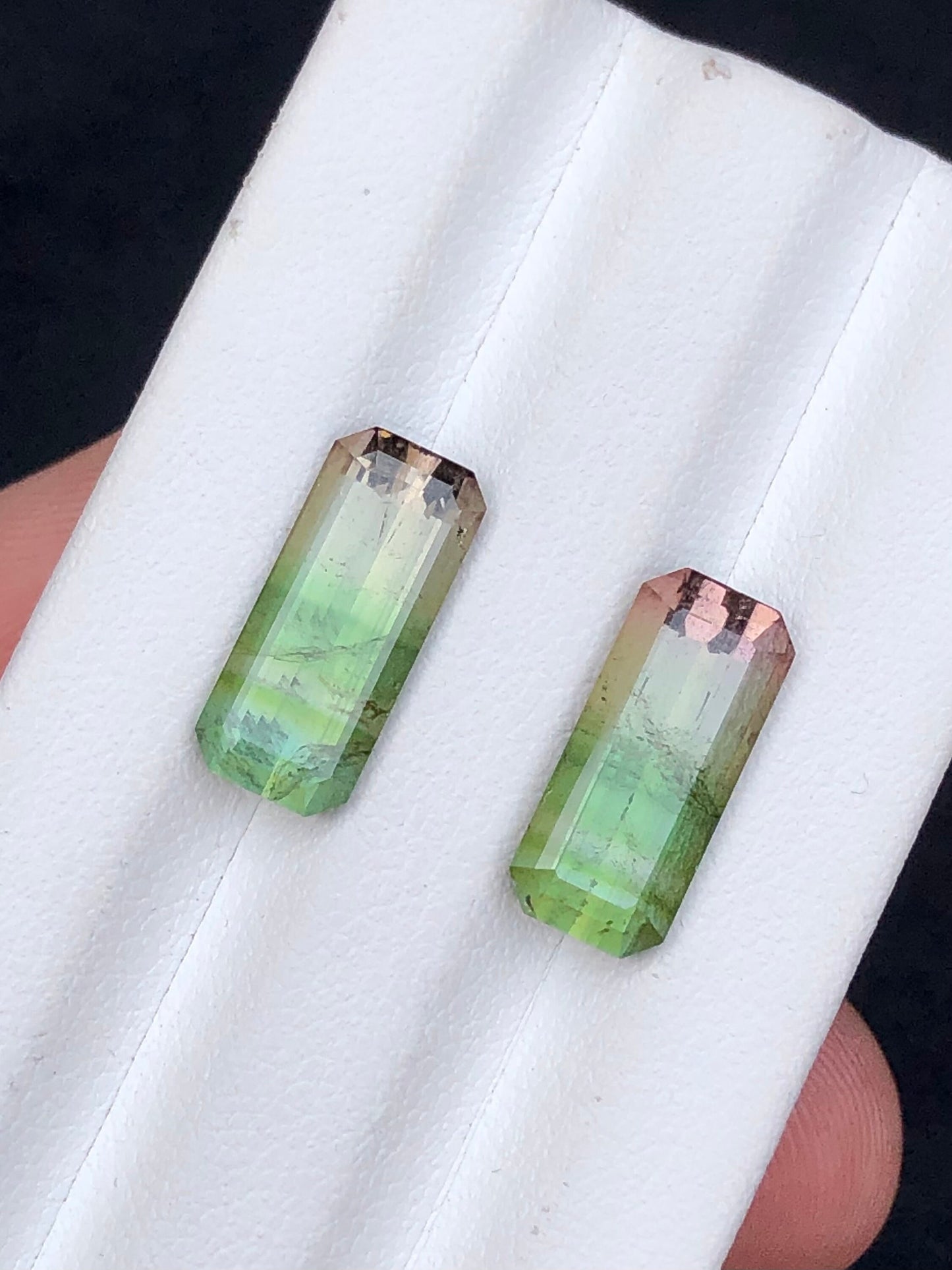 Bi colour tourmaline pair 7.80 carats