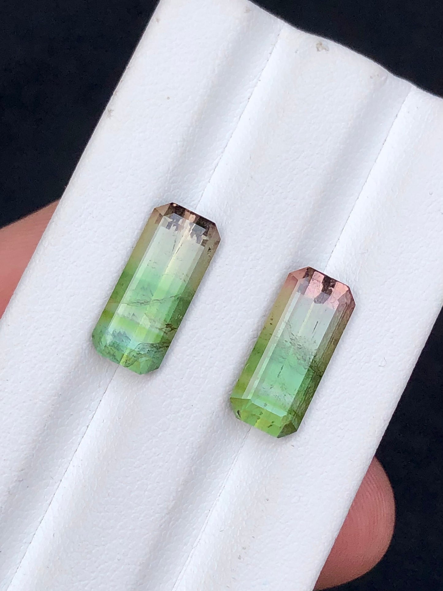 Bi colour tourmaline pair 7.80 carats