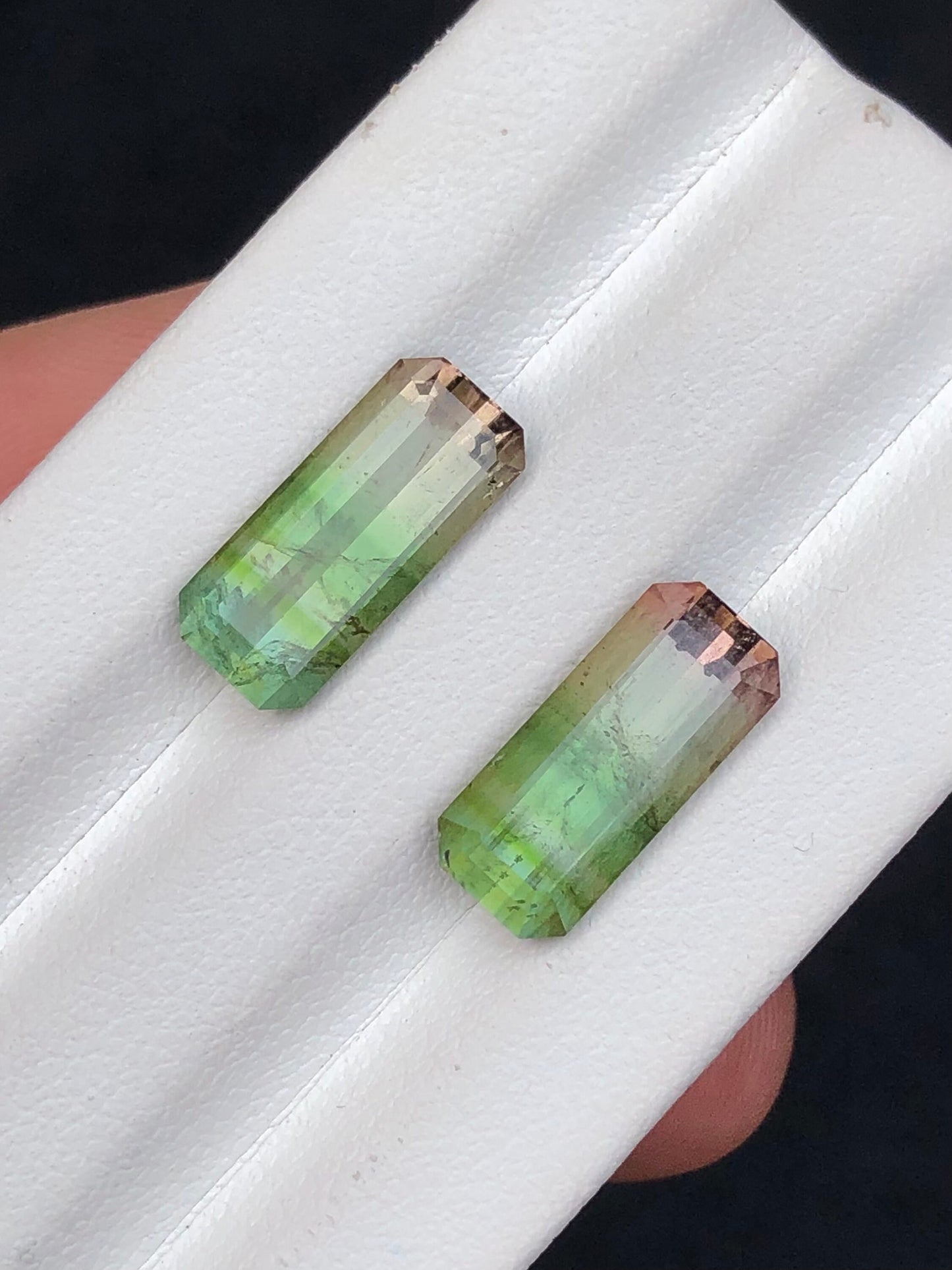 Bi colour tourmaline pair 7.80 carats