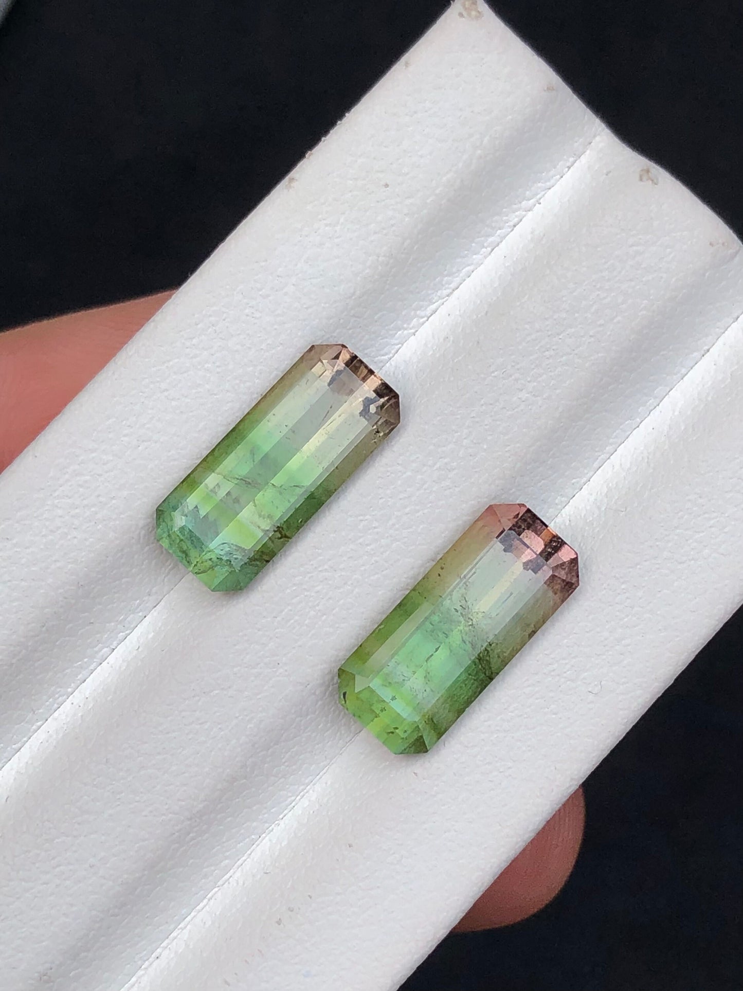 Bi colour tourmaline pair 7.80 carats