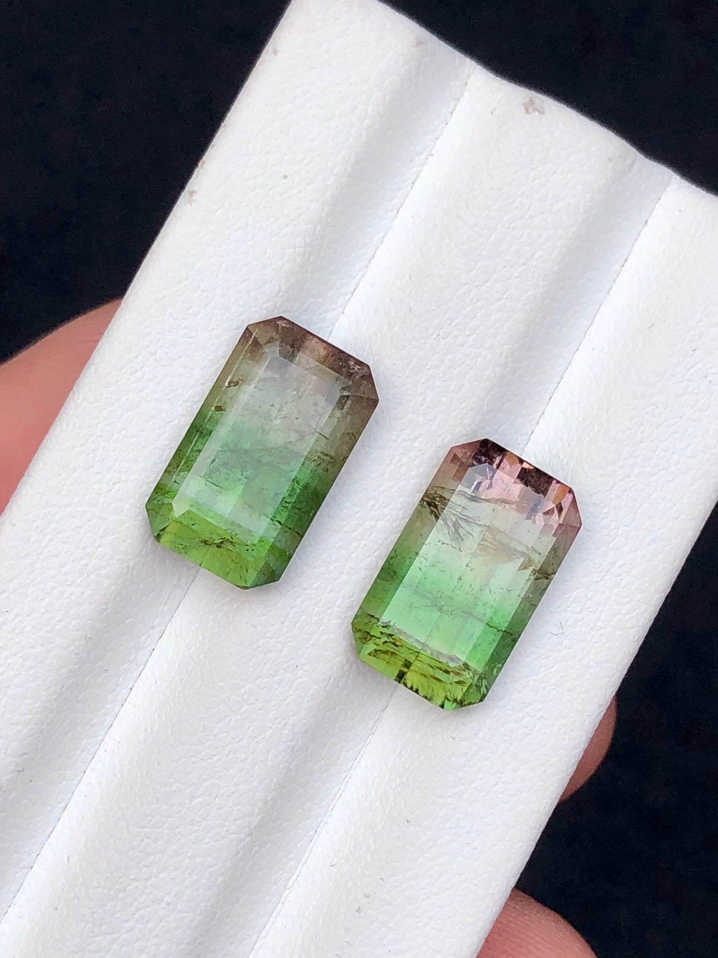 Bi colour tourmaline pair 11 carats