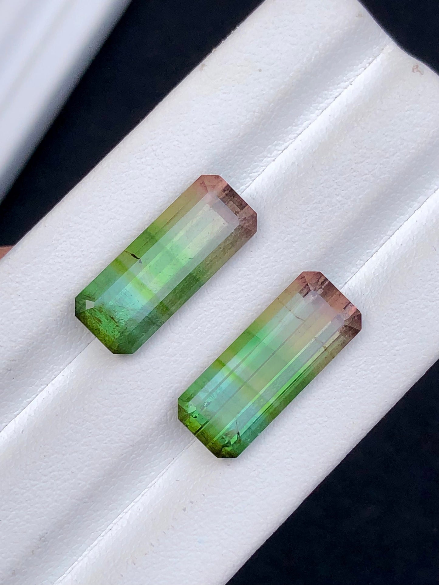 Tri colour tourmaline pair 12.90 carats