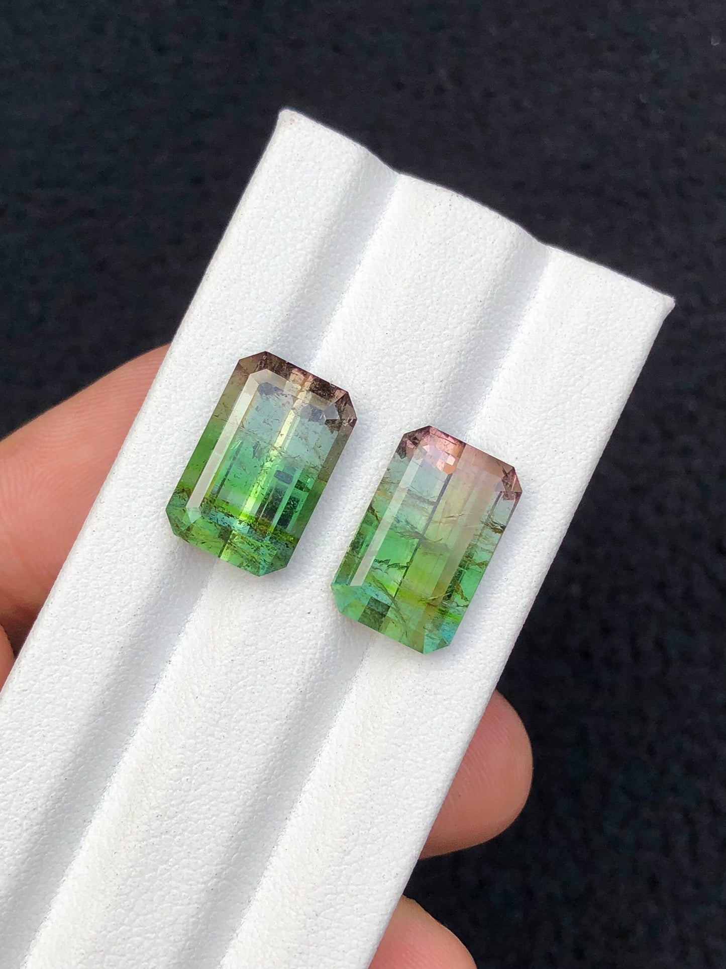 Bi colour tourmaline pair 14.40 carats