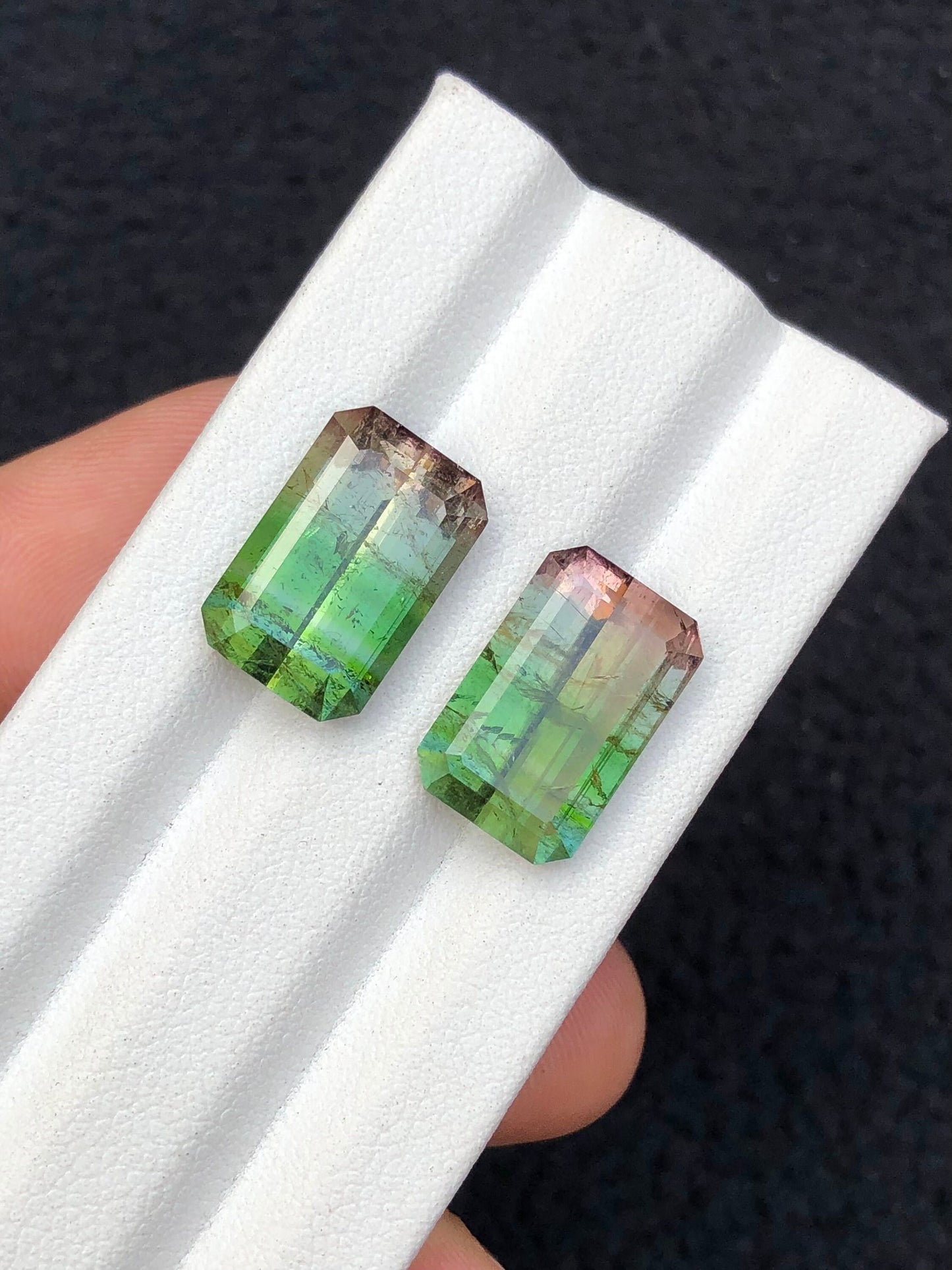 Bi colour tourmaline pair 14.40 carats