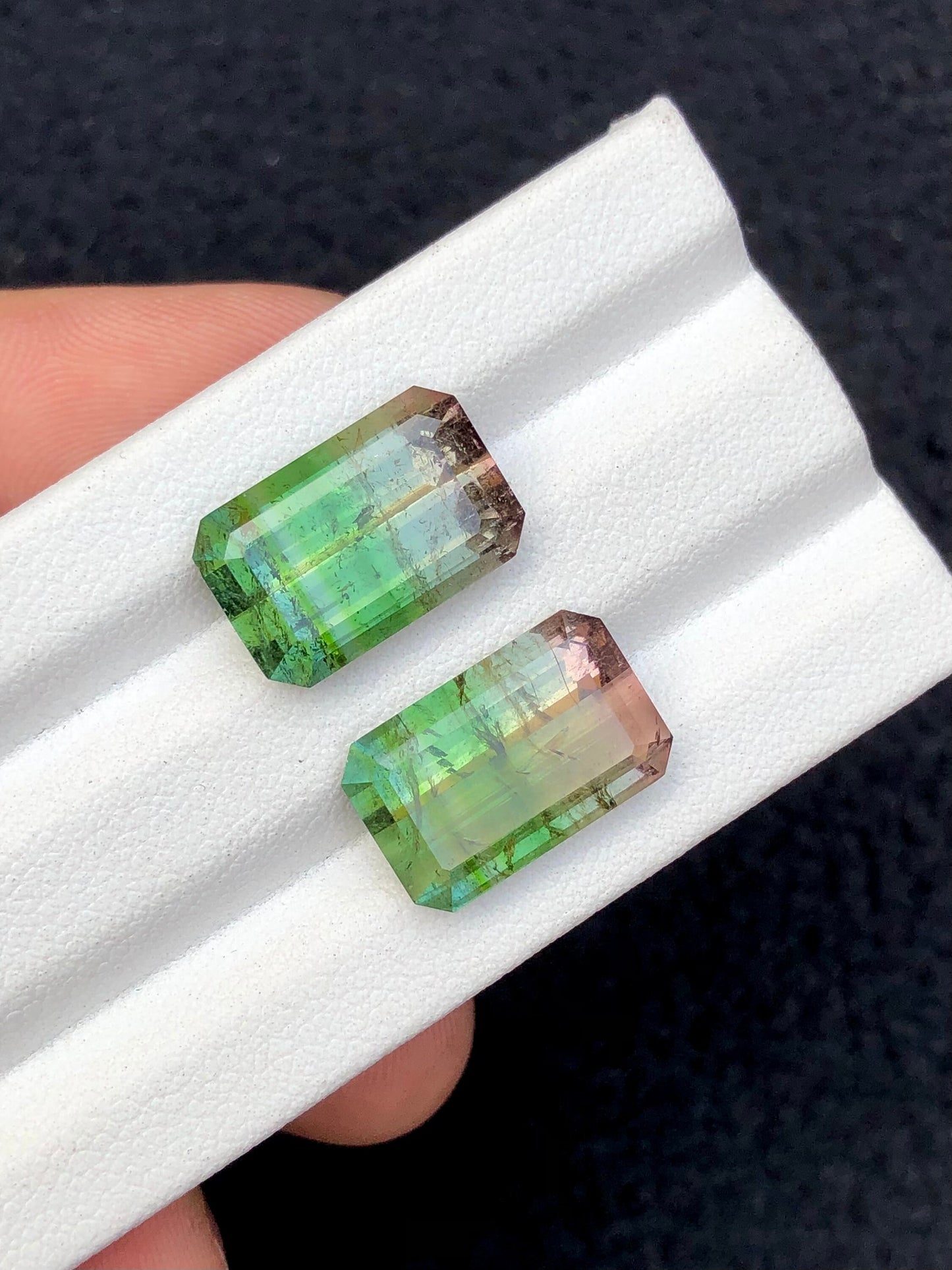 Bi colour tourmaline pair 14.40 carats