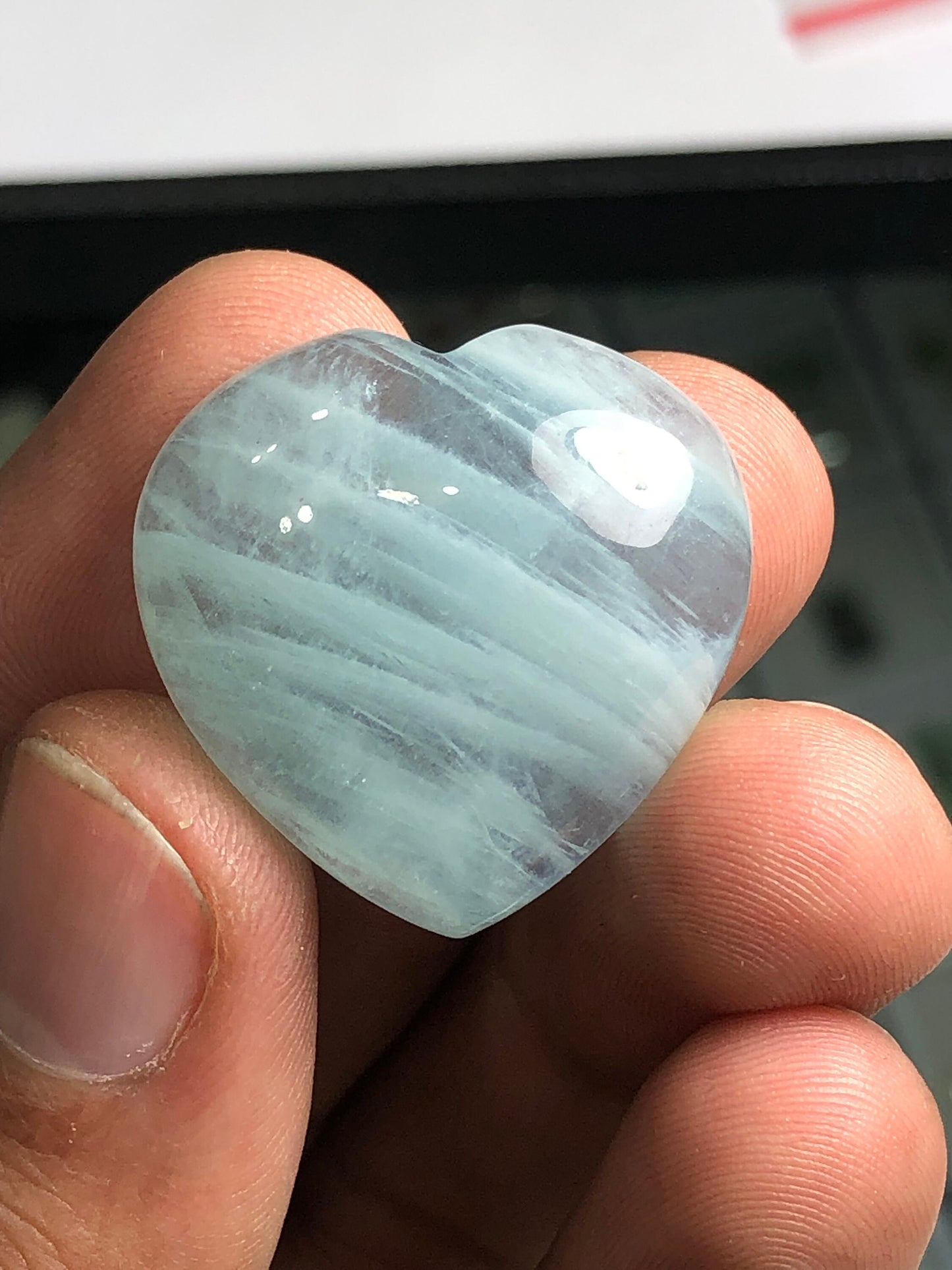 Heart shape blue aquamarine cabochon