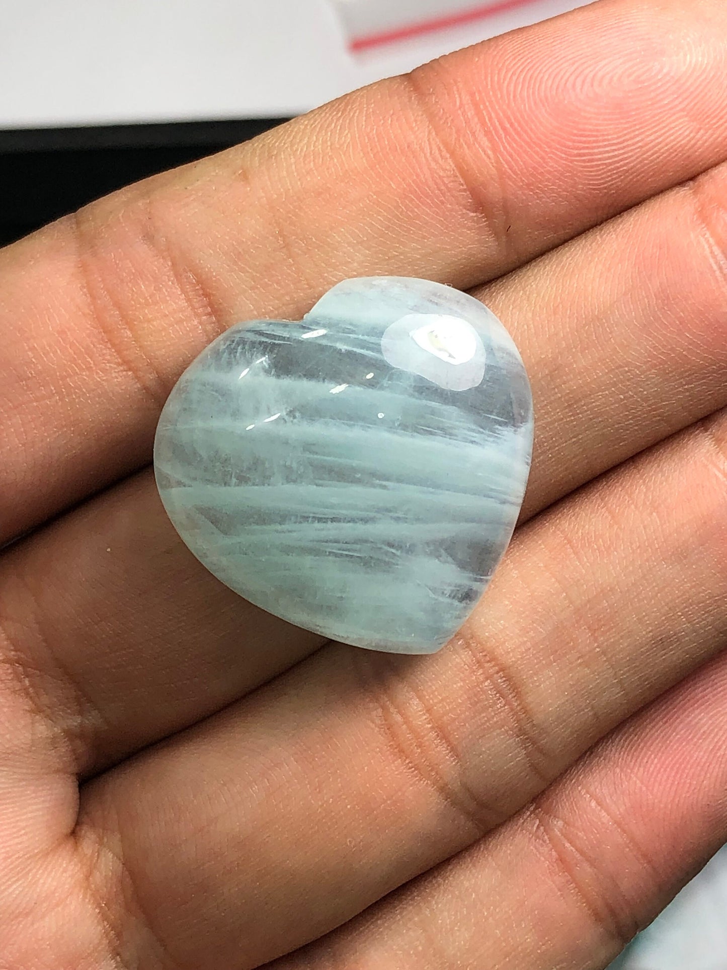 Heart shape blue aquamarine cabochon