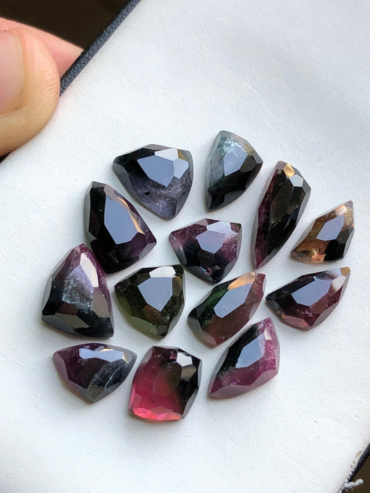 38.55 carats bi colour tourmaline rosecuts flat back natural origin Afghanistan