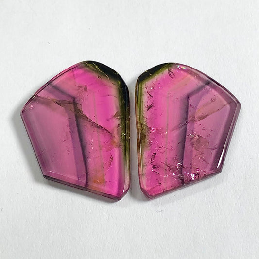 Rainbow tourmaline pair 25 carats