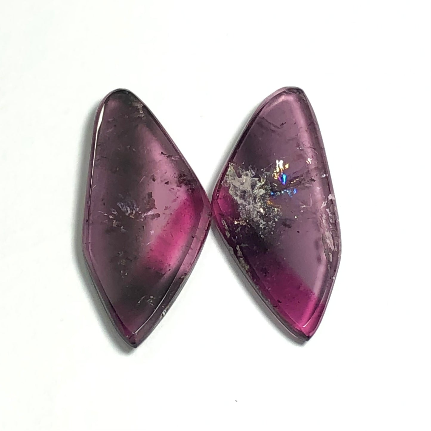 Red and purple tourmaline pair 19.80 carats