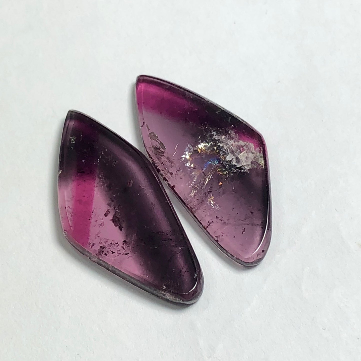 Red and purple tourmaline pair 19.80 carats