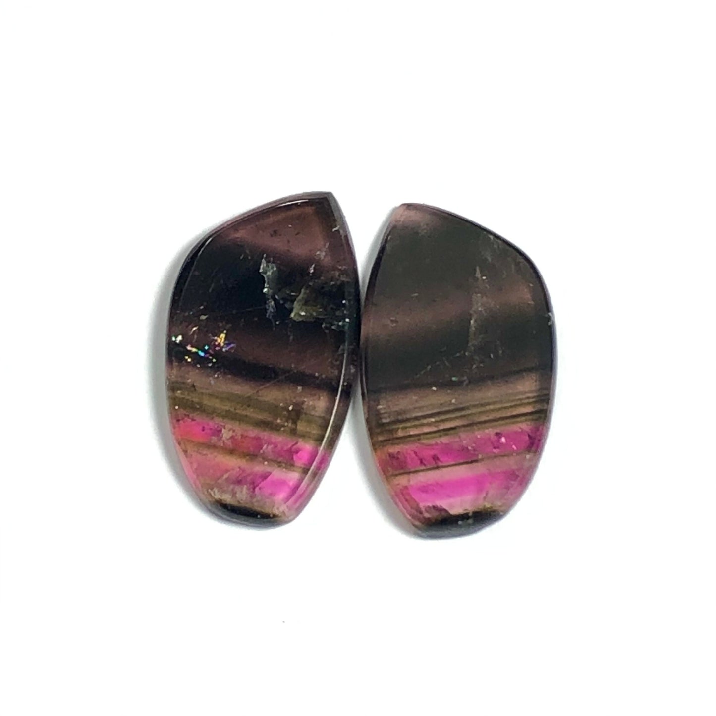 Rainbow tourmaline pair 14.60 carat flat back